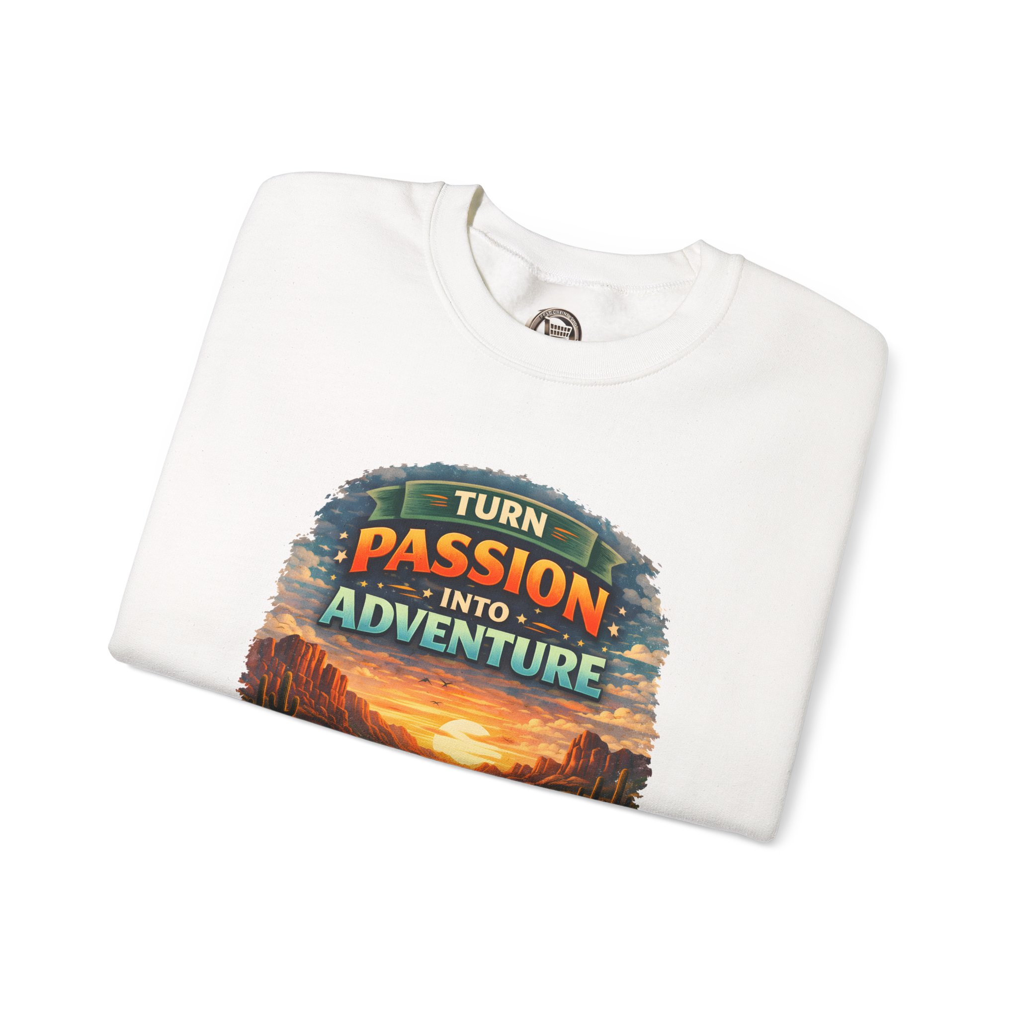 Unisex Heavy Blend™ Crewneck Sweatshirt — "Turn Passion Into Adventure" Design Scenic-Line