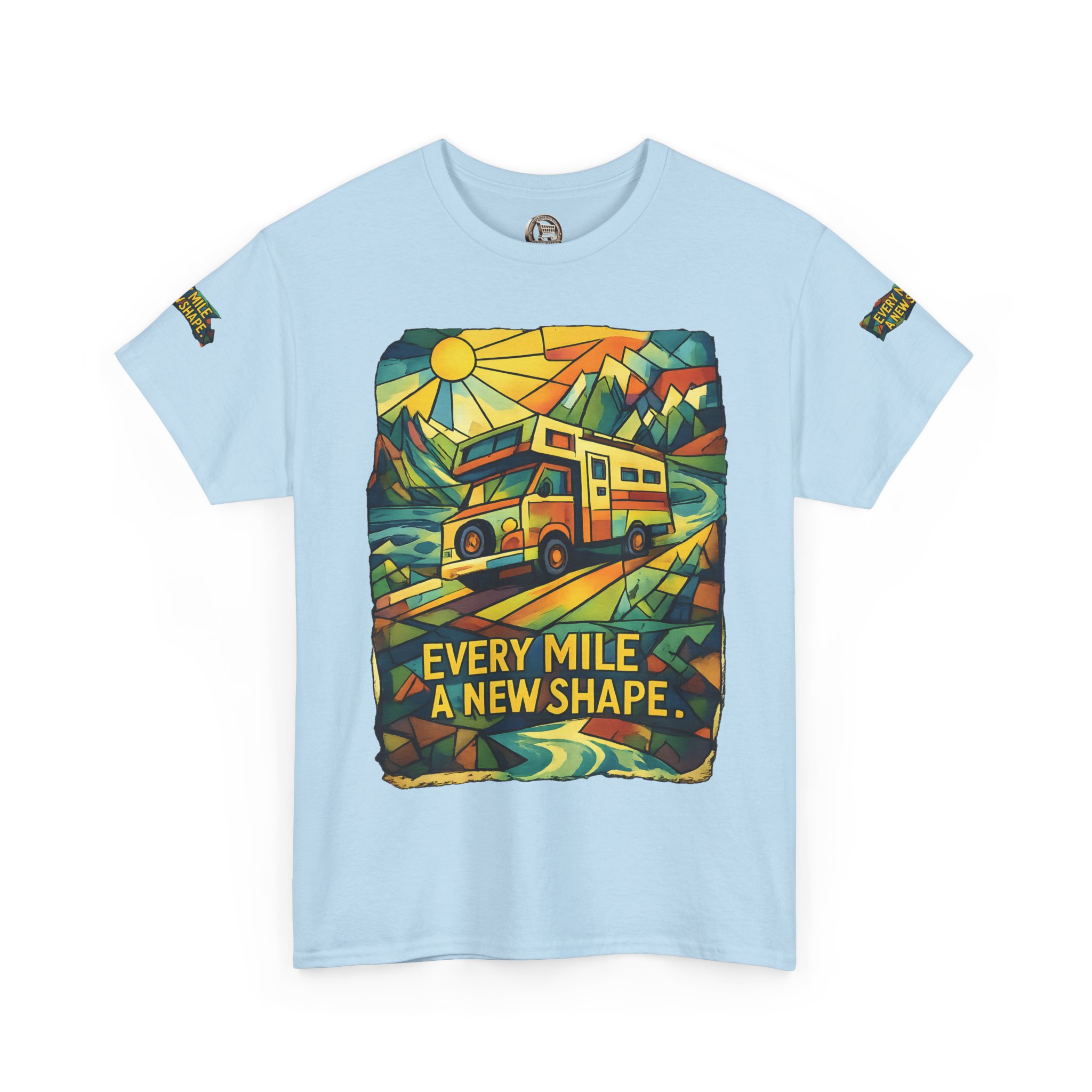 Unisex Heavy Cotton Tee — "Every Mile A New Shape" Design Cubic-Line