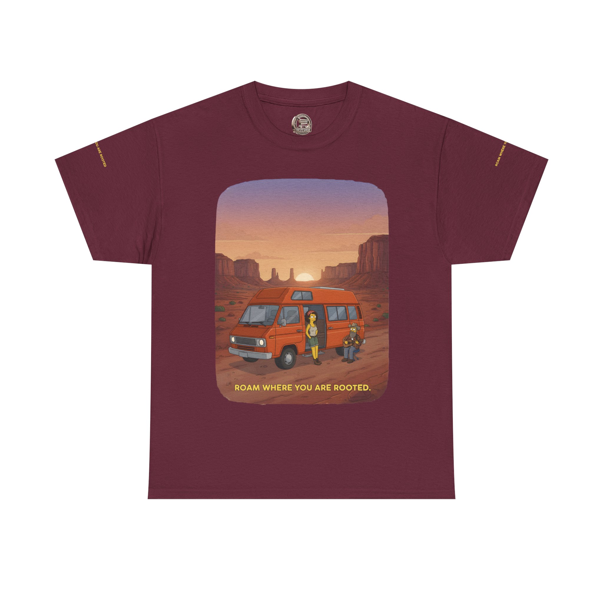 Unisex Heavy Cotton Tee — "Roam Where You Are Rooted" Design Sitcom-Line