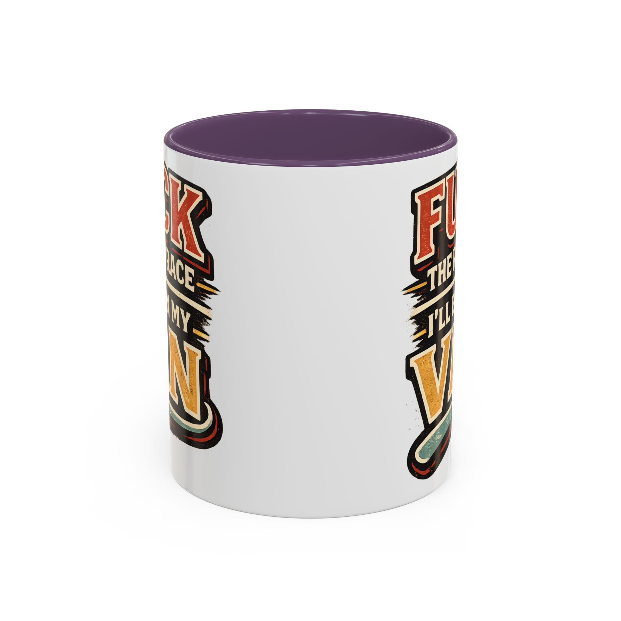 Accent Coffee Mug (11, 15oz) — "Fuck The Rat Race" Design F**K-Line