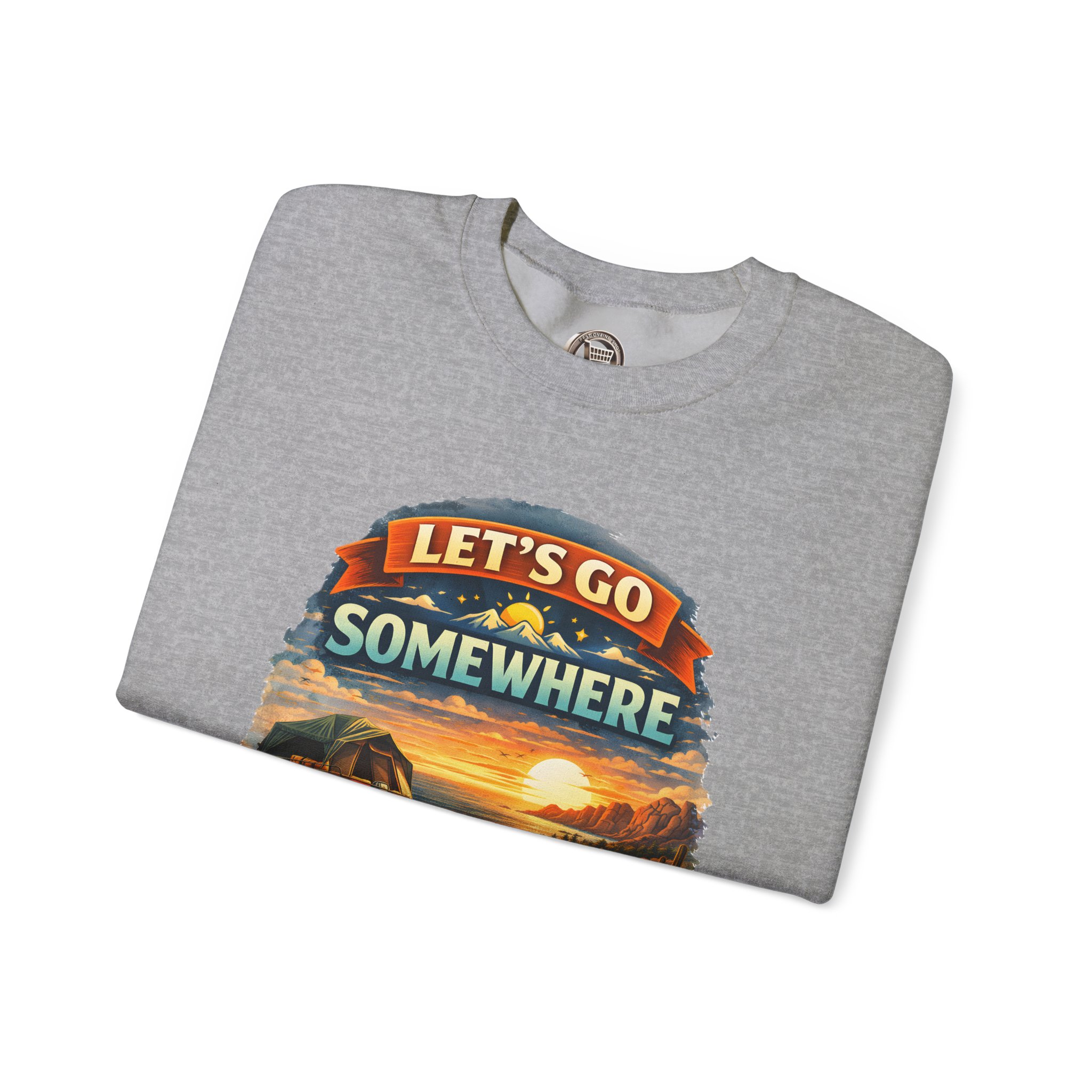 Unisex Heavy Blend™ Crewneck Sweatshirt — "Lets Go Somewhere" Design Scenic-Line