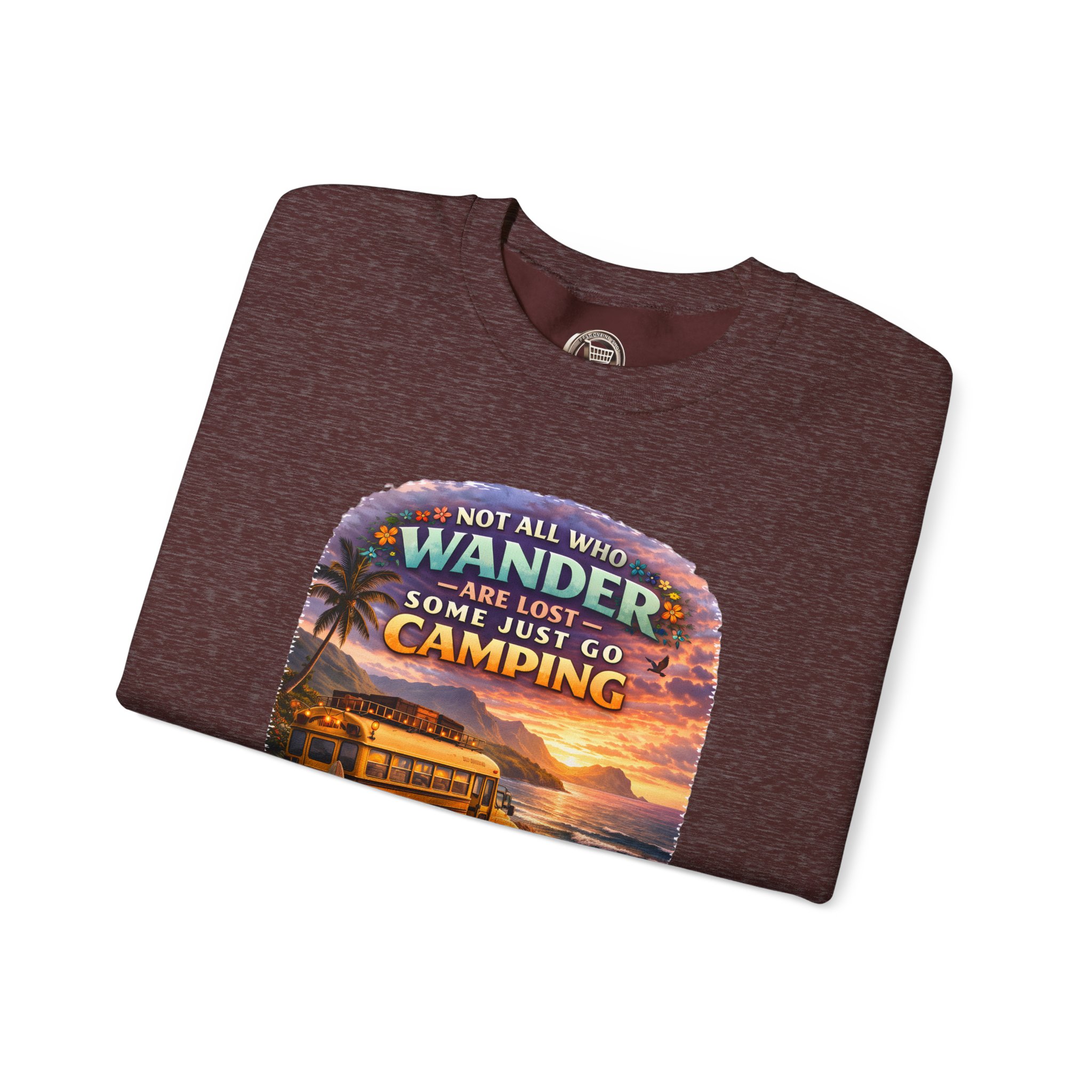 Unisex Heavy Blend™ Crewneck Sweatshirt — "Not All Who Wander Are Lost" Design Scenic-Line