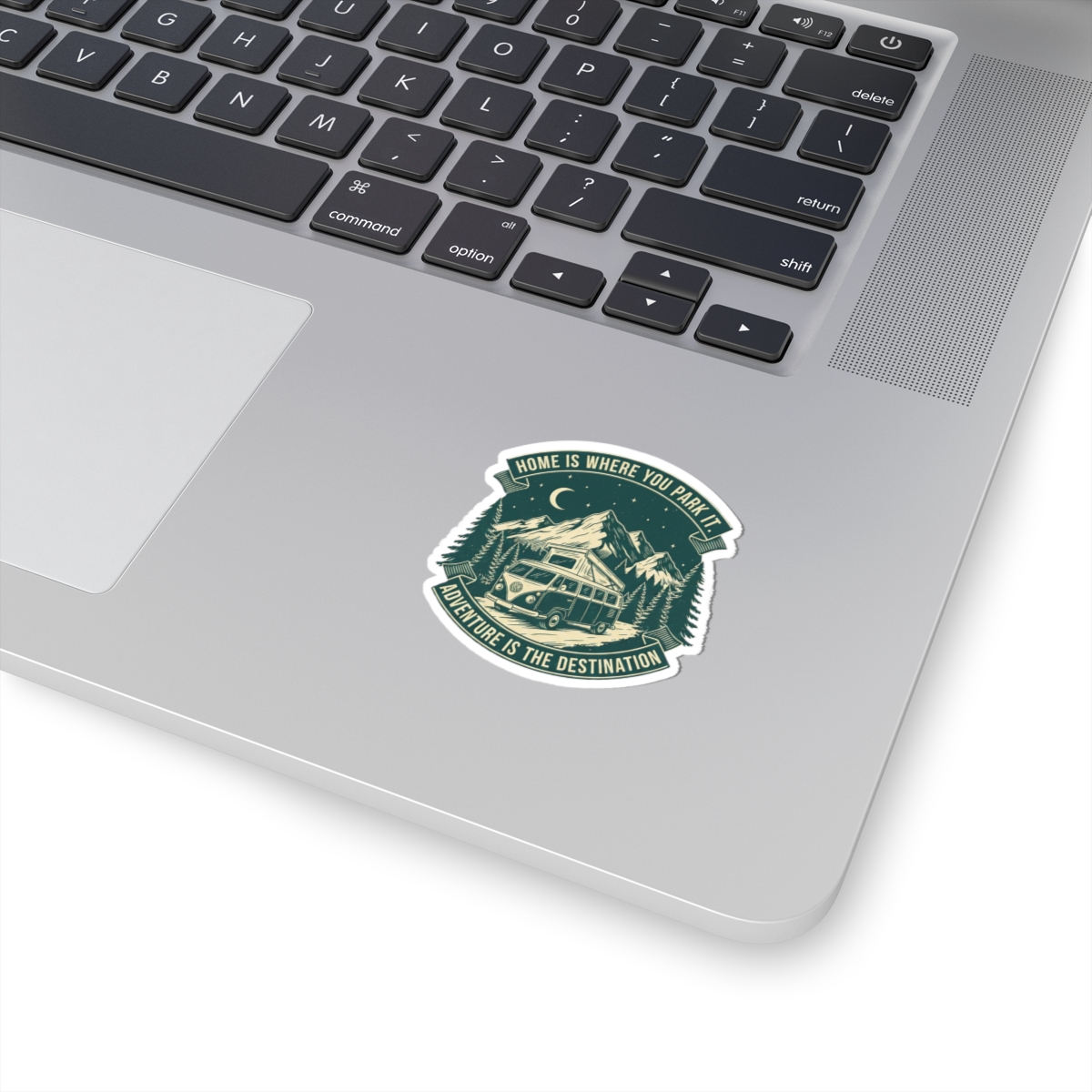 Round Sticker — "Home Is Where You Park It-Adventure is the destination" Camper Van Decal
