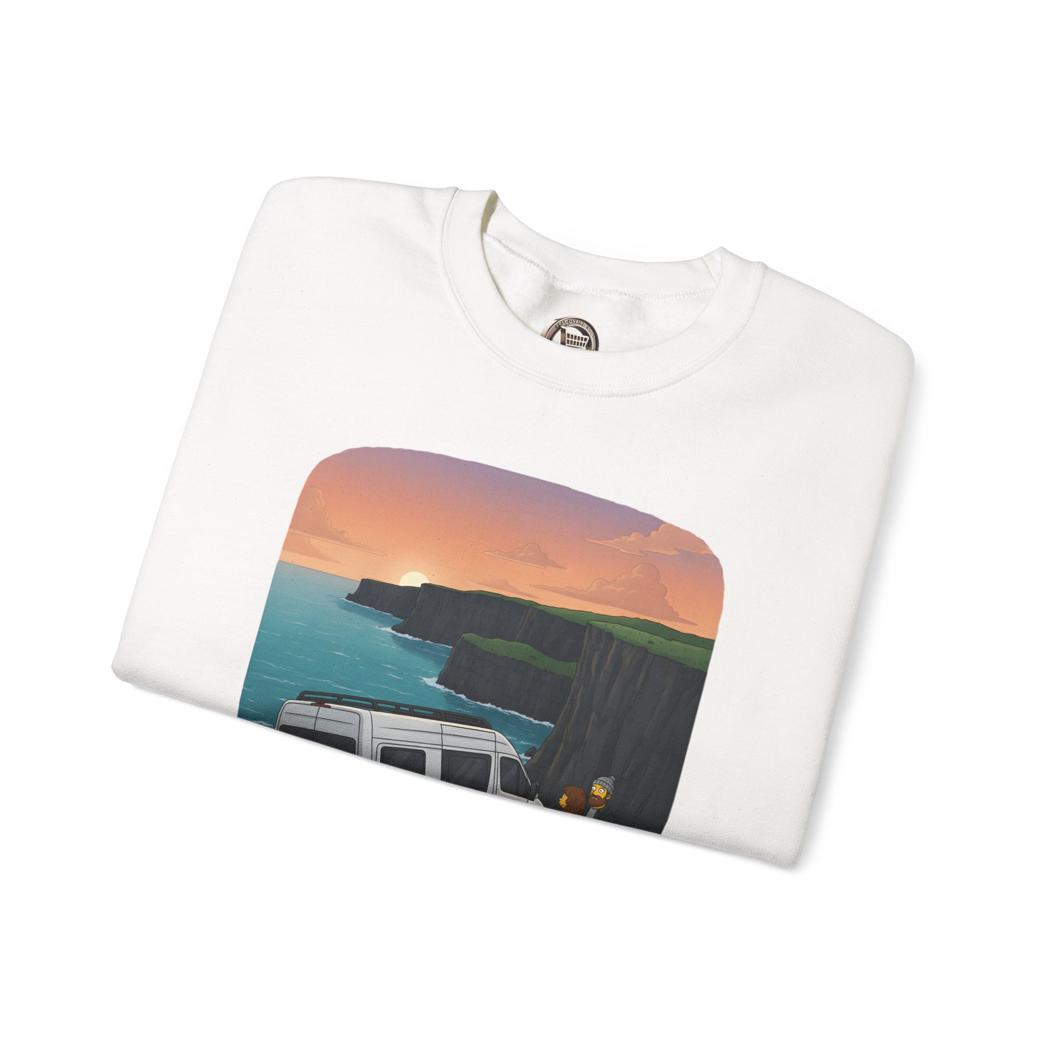 Unisex Heavy Blend™ Crewneck Sweatshirt — "Ocean Views-Adventures Awaits" Design Sitcom-Line