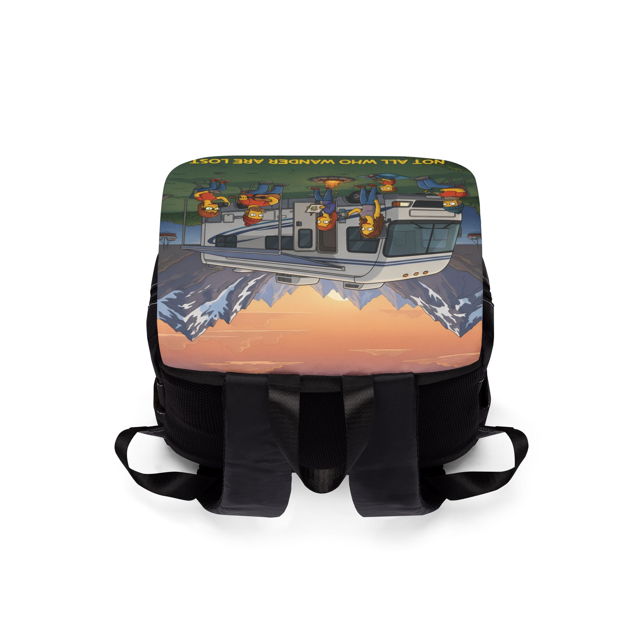 Unisex Casual Shoulder Backpack — "Not All Who Wander Are Lost" Design Sitcom-Line