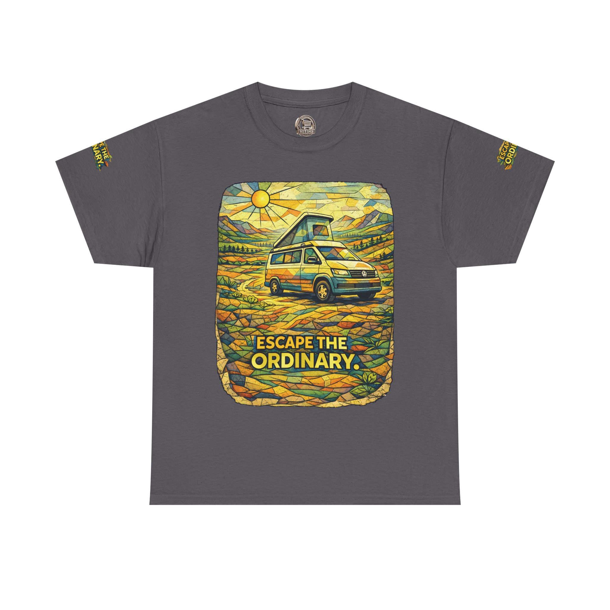 5111587548813298827_2048.jpeg Unisex Heavy Cotton Tee — "Escape The Ordinary" Design Cubic-Line