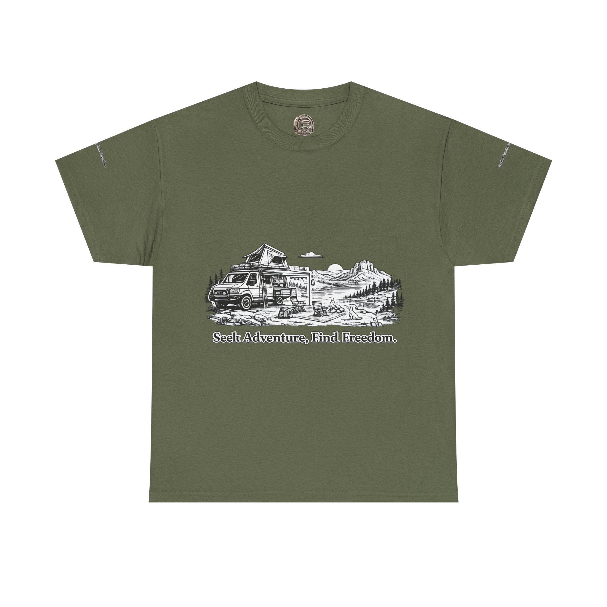 511553373123421791_2048.jpeg Unisex Heavy Cotton Tee — "Seek Adventure, Find Freedom" Design Minimal-Line