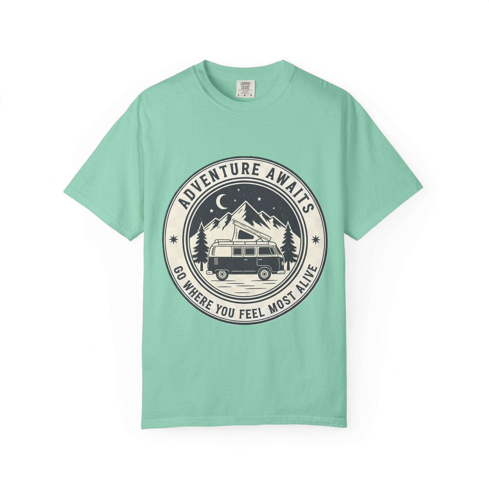 5123307105012185139_2048.jpeg T-Shirt — "Adventure Awaits-Go Where You Feel Most Alive" (Front + Back Printed) Outdoor Travel Tee