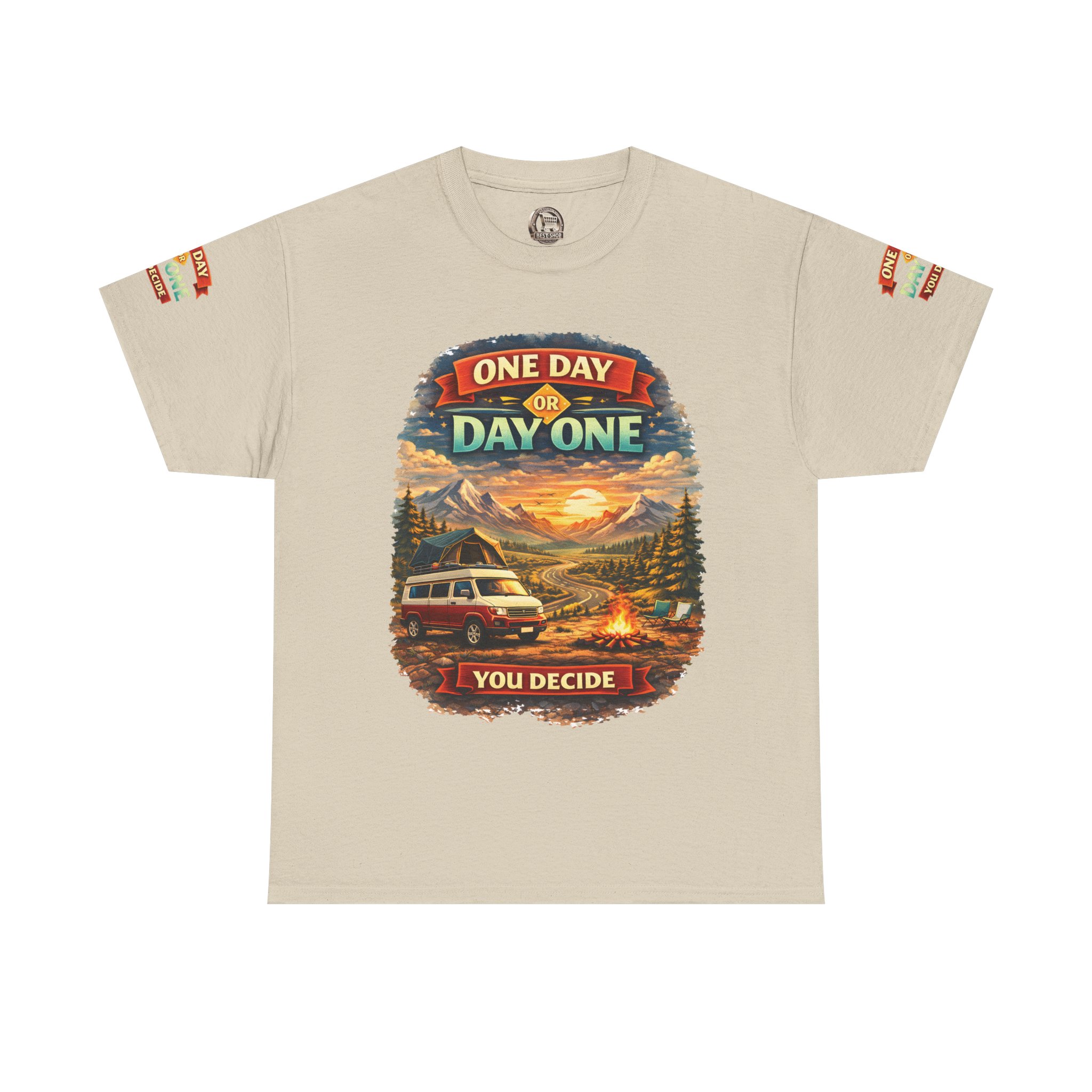 5125476948685498879_2048.jpeg Unisex Heavy Cotton Tee — "One Day Or Day One" Design Scenic-Line