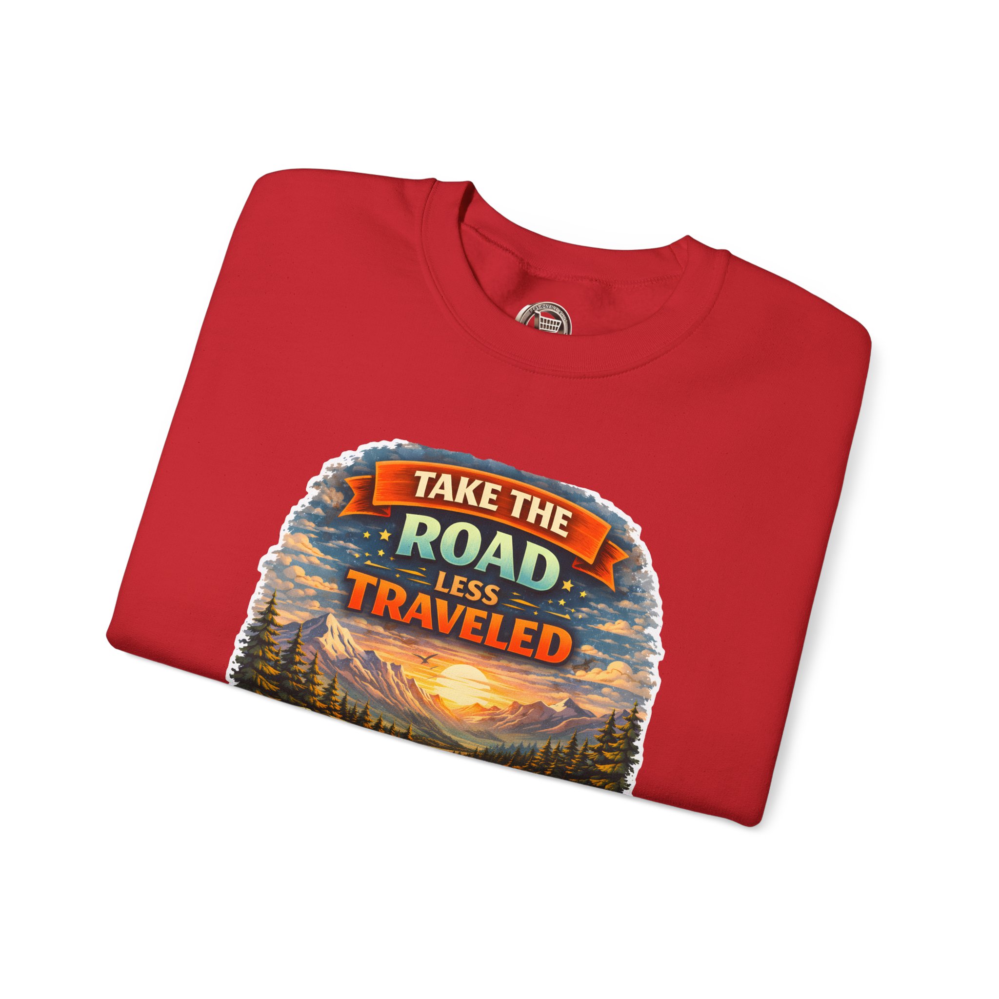 5127045790852606896_2048.jpeg Unisex Heavy Blend™ Crewneck Sweatshirt — "Take The Road Less Traveled" Design Scenic-Line