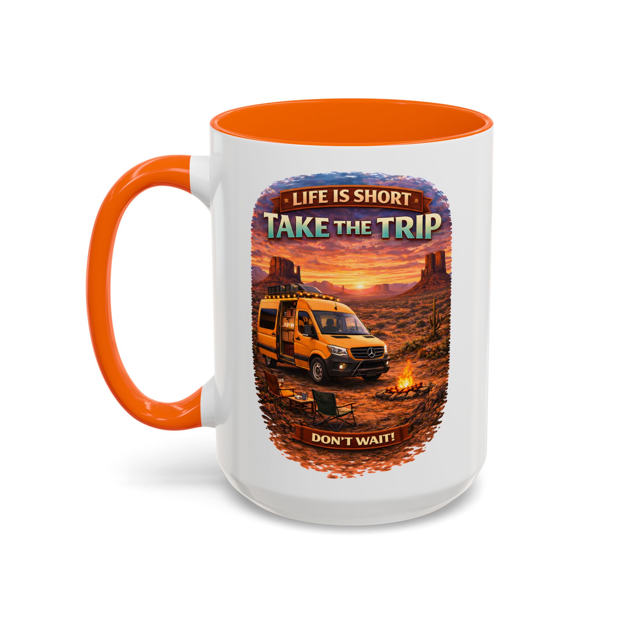 Accent Coffee Mug (11, 15oz) — "Live Is Short Take The Trip" Design Scenic-Line