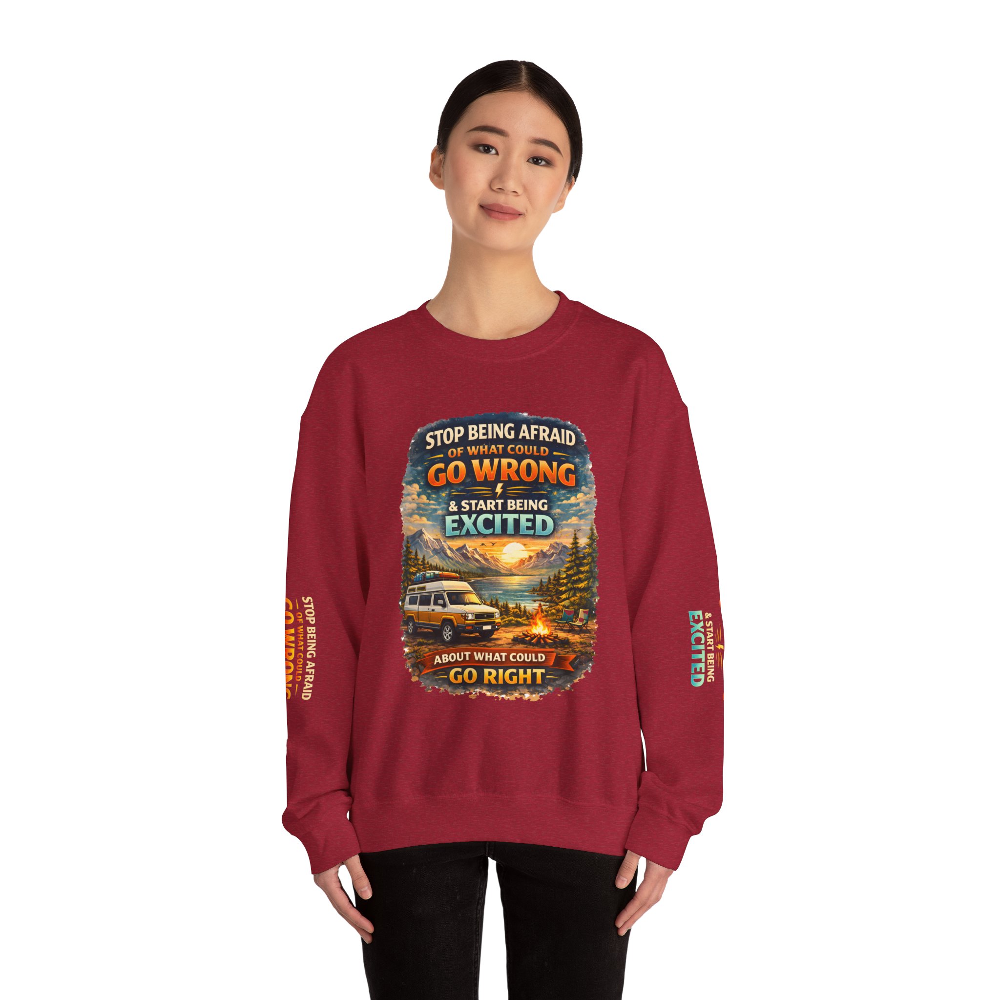 Unisex Heavy Blend™ Crewneck Sweatshirt — "Stop Being Afraid Of What Could Go Wrong" Design Scenic-Line