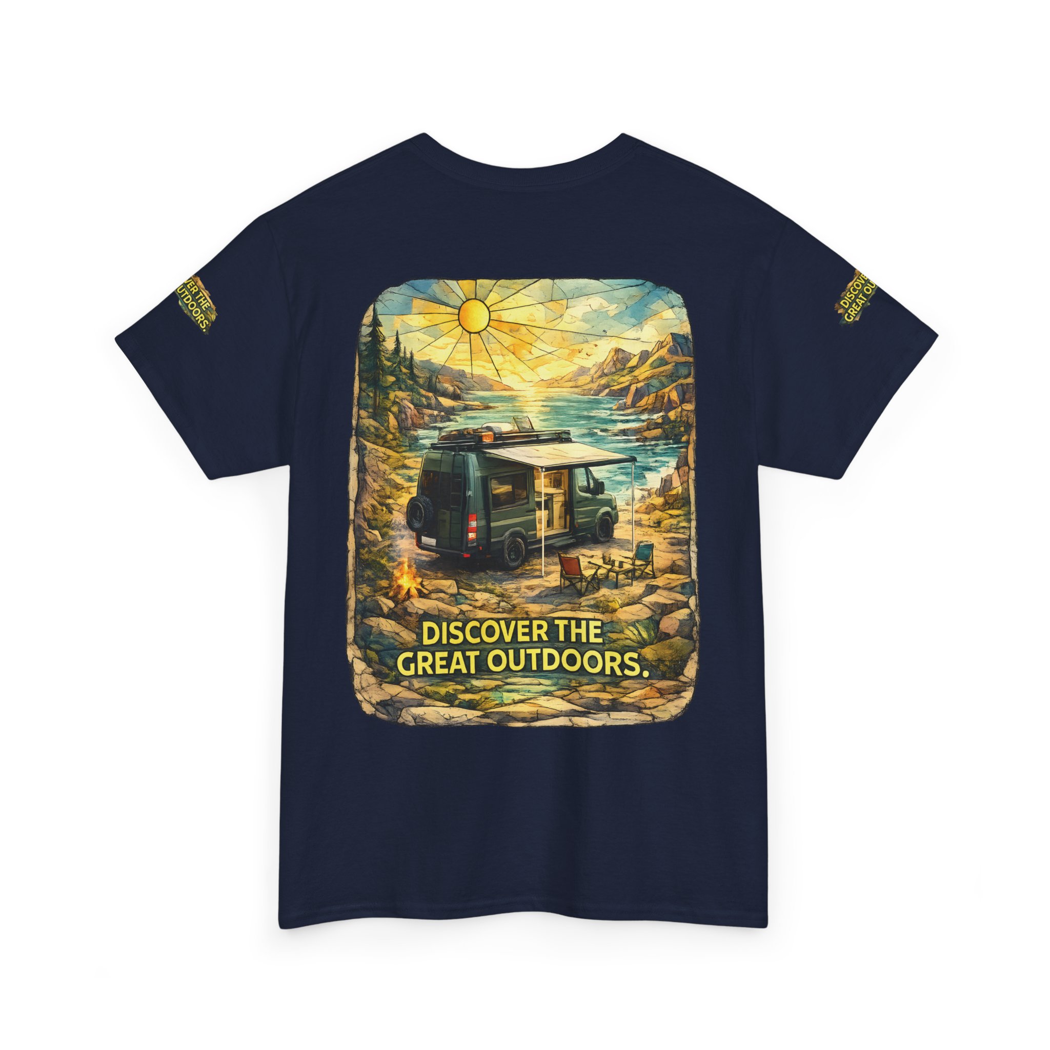 Unisex Heavy Cotton Tee — "Discover The Great Outdoors" Design Cubic-Line
