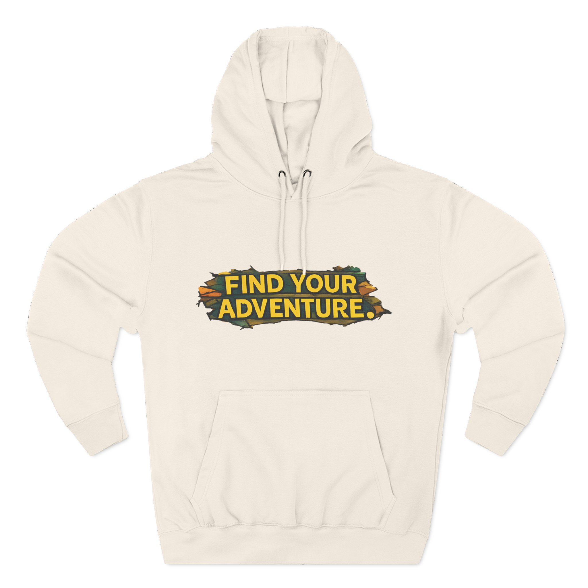 Three-Panel Fleece Hoodie - ""Find Your Adventure"" Design Cubic-Line
