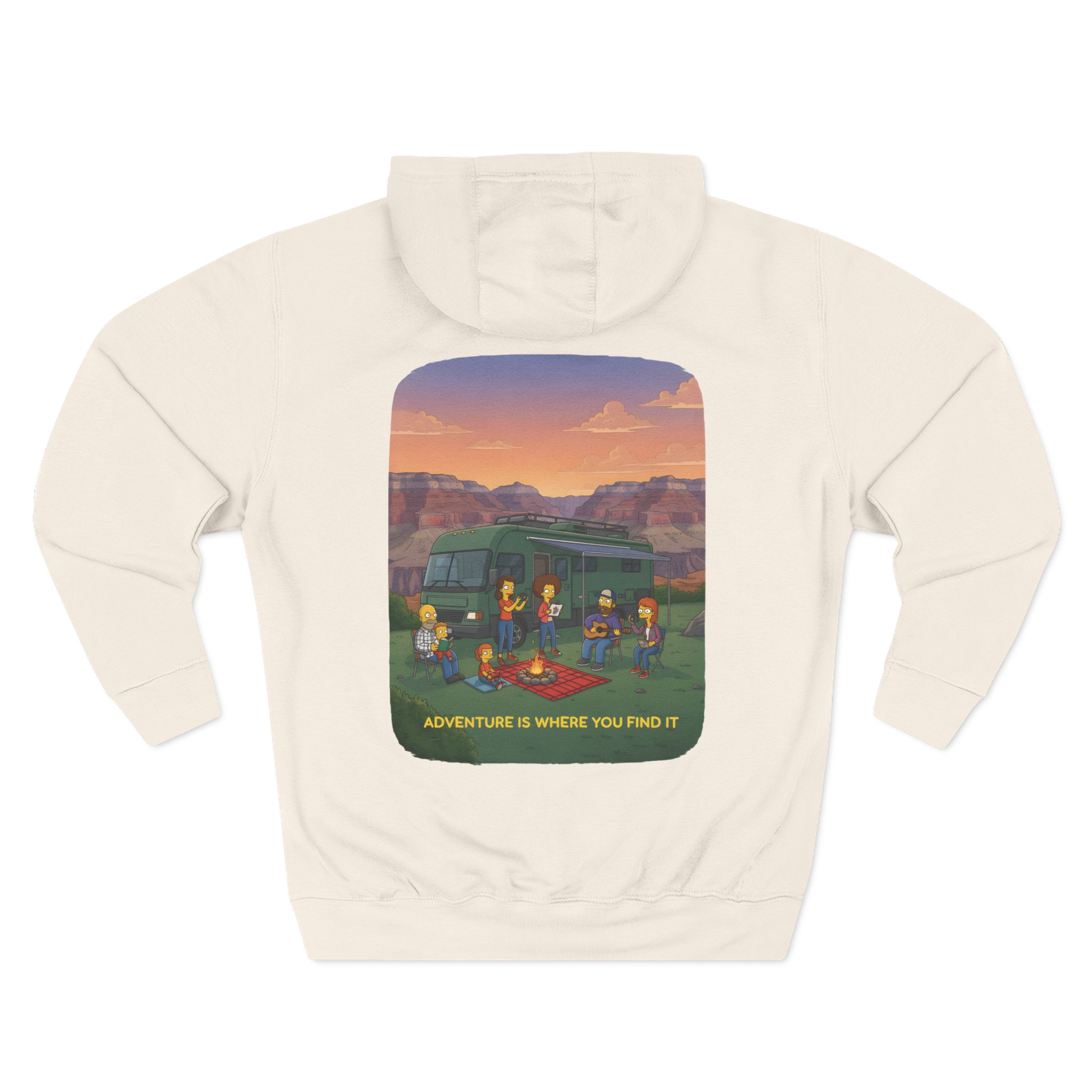 Three-Panel Fleece Hoodie - "Adventure Is Where You Find It" Design Sitcom-Line