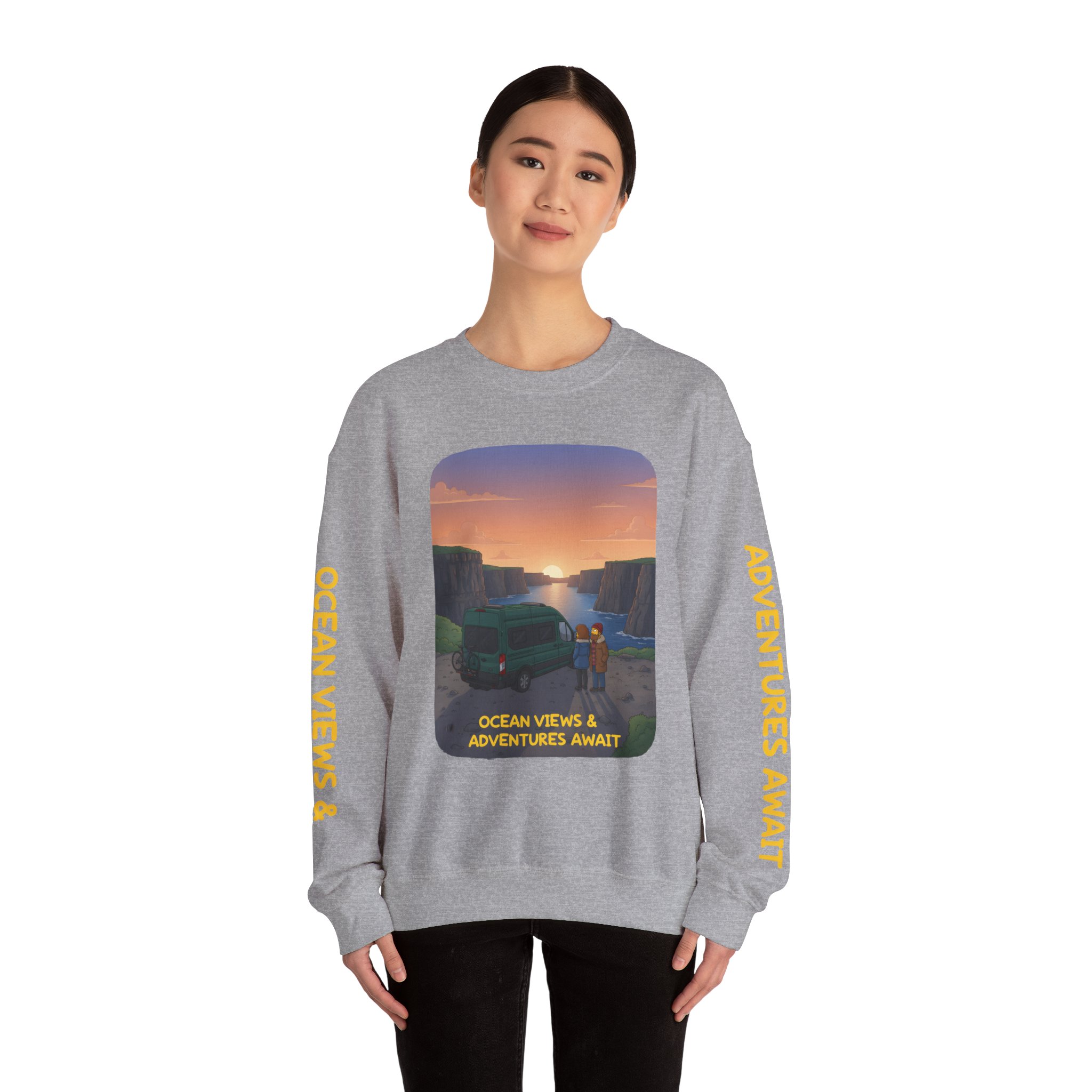 5145171446434431147_2048.jpeg Unisex Heavy Blend™ Crewneck Sweatshirt — "Ocean Views-Adventures Awaits" Design Sitcom-Line