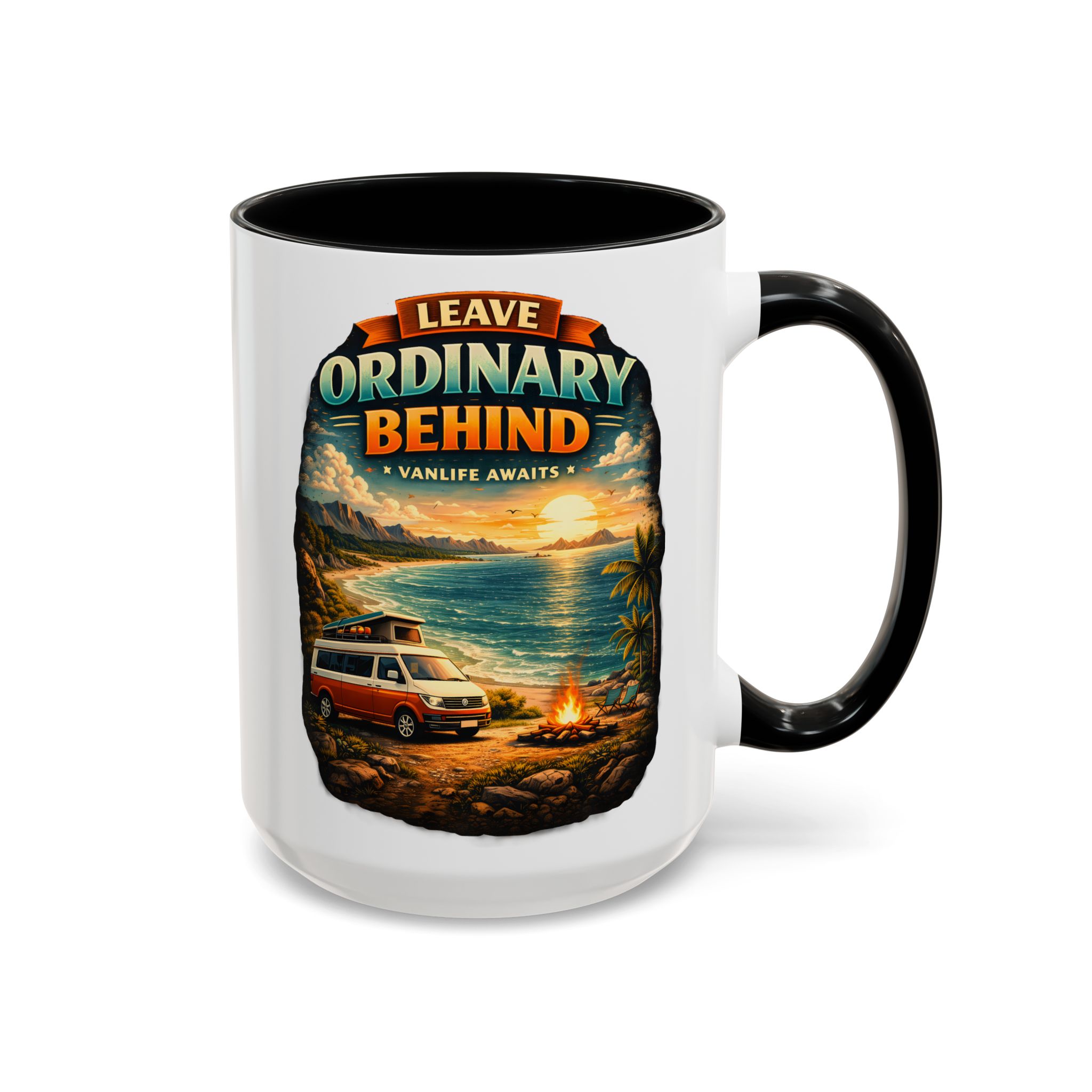 Accent Coffee Mug (11, 15oz) — "Leave Ordinary Behind" Design Scenic-Line
