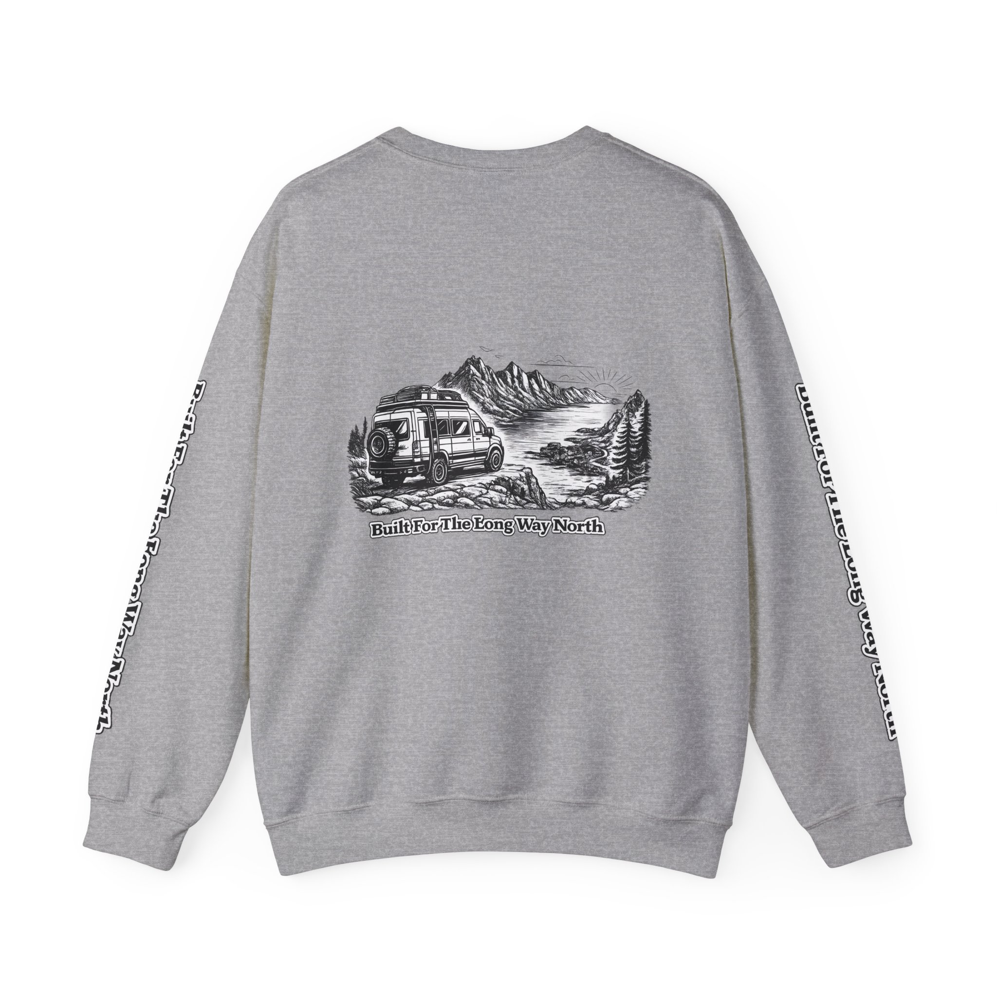 5153379977942169954_2048.jpeg Unisex Heavy Blend™ Crewneck Sweatshirt — "Built For The Long Way North" Design Minimal-Line