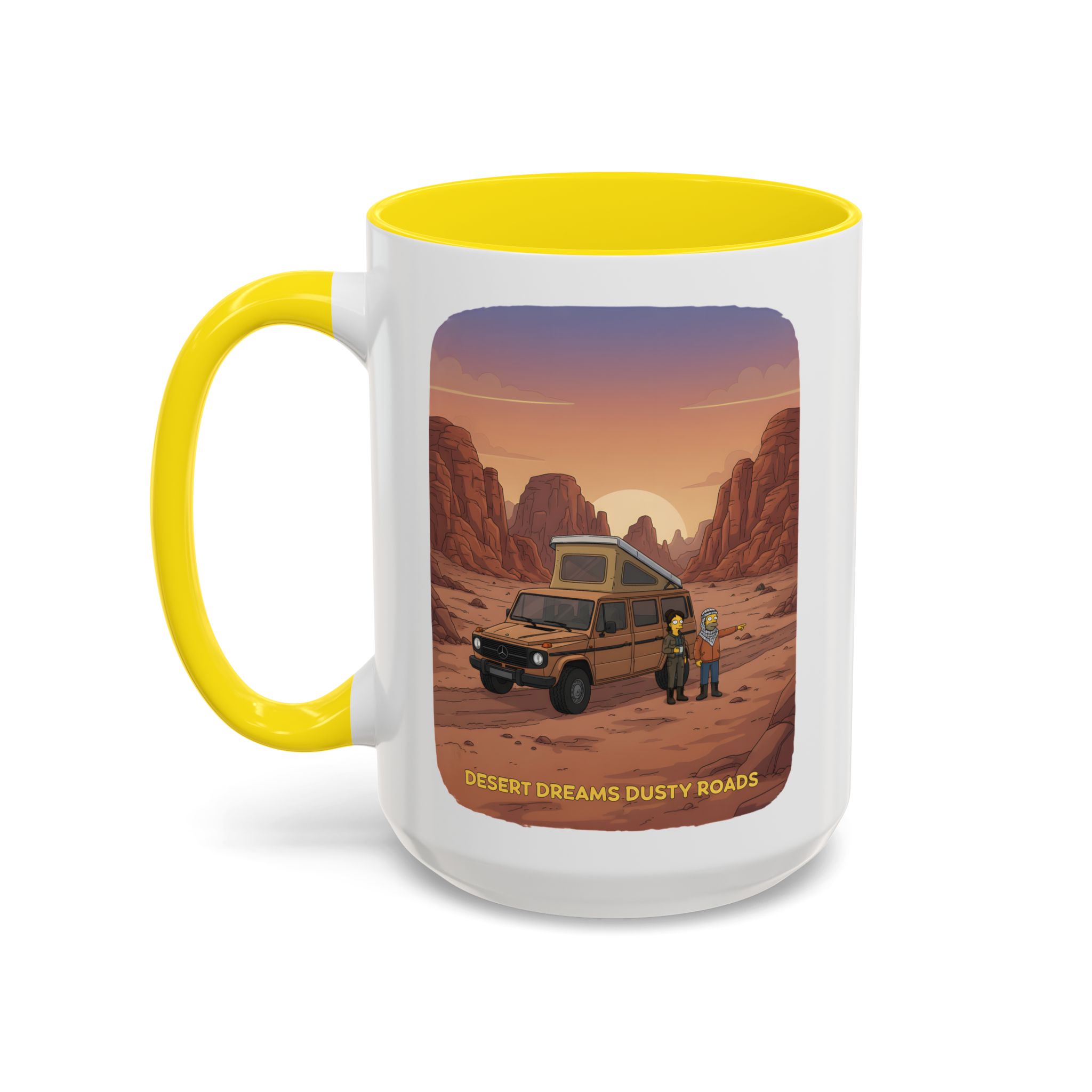 Accent Coffee Mug (11, 15oz) — "Desert Dreams Dusty Roads" Design Sitcom-Line