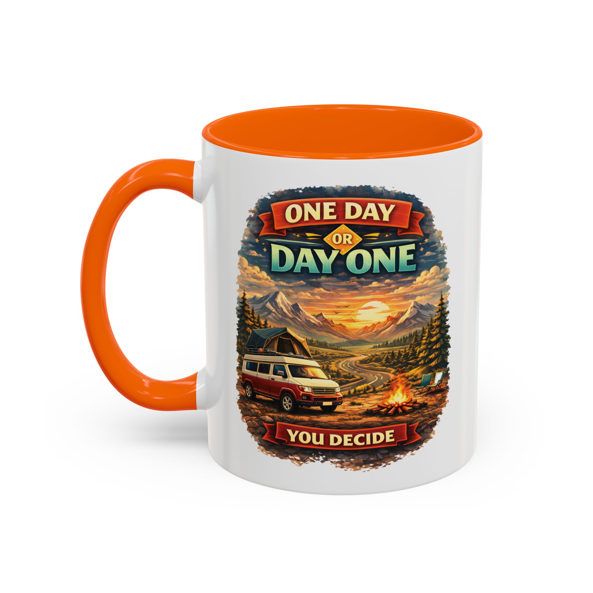 Accent Coffee Mug (11, 15oz) — "One Day Or Day One" Design Scenic-Line