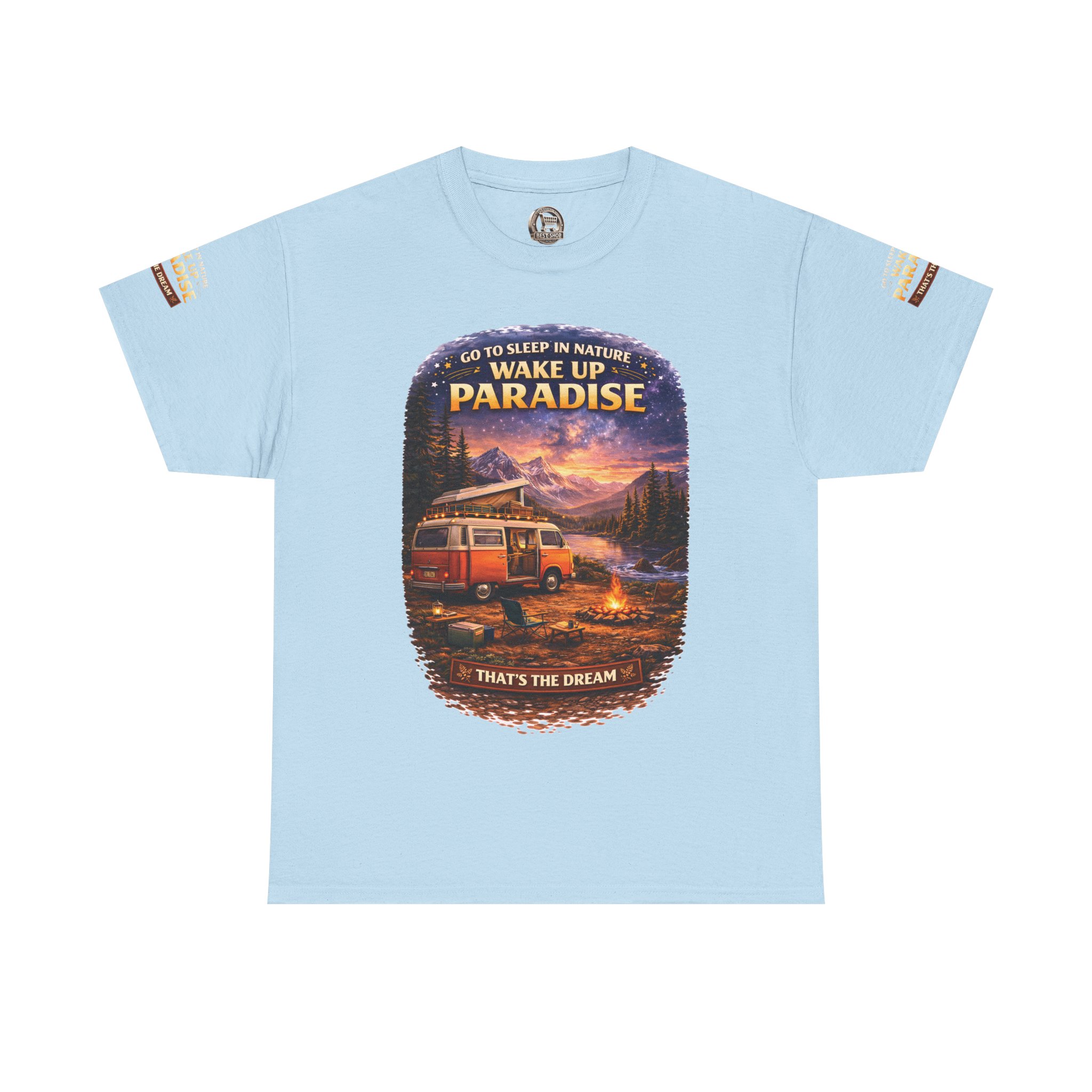 Unisex Heavy Cotton Tee — "Go Sleep In Nature" Design Scenic-Line