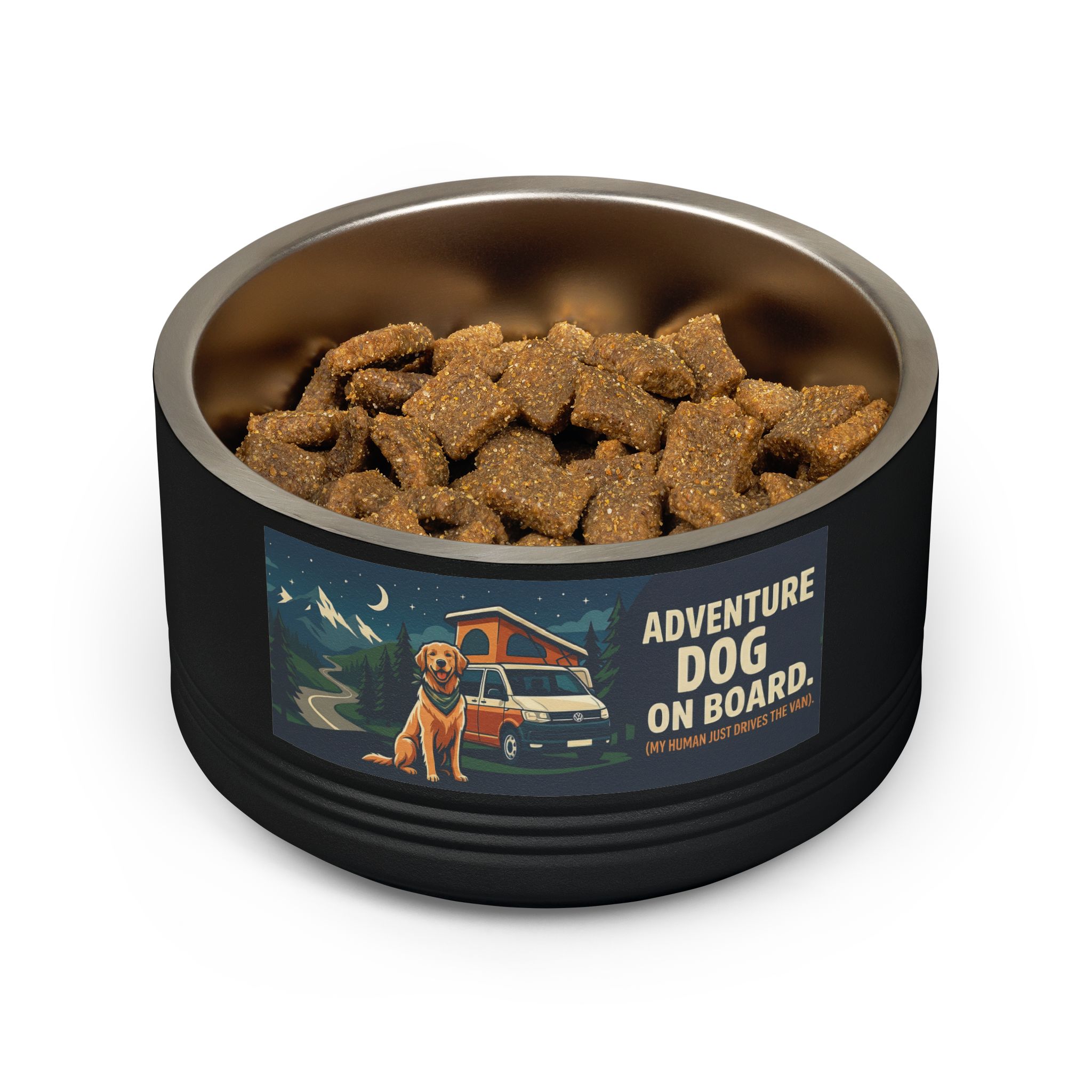 Pet Bowl — "Adventure Dog On Board " 18oz Camper & Hiking Dog Travel Bowl