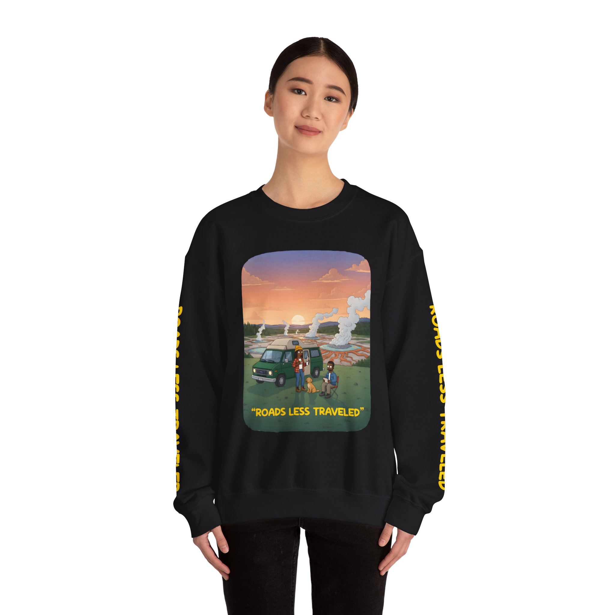 Unisex Heavy Blend™ Crewneck Sweatshirt — "Roads Less Traveled" Design Sitcom-Line
