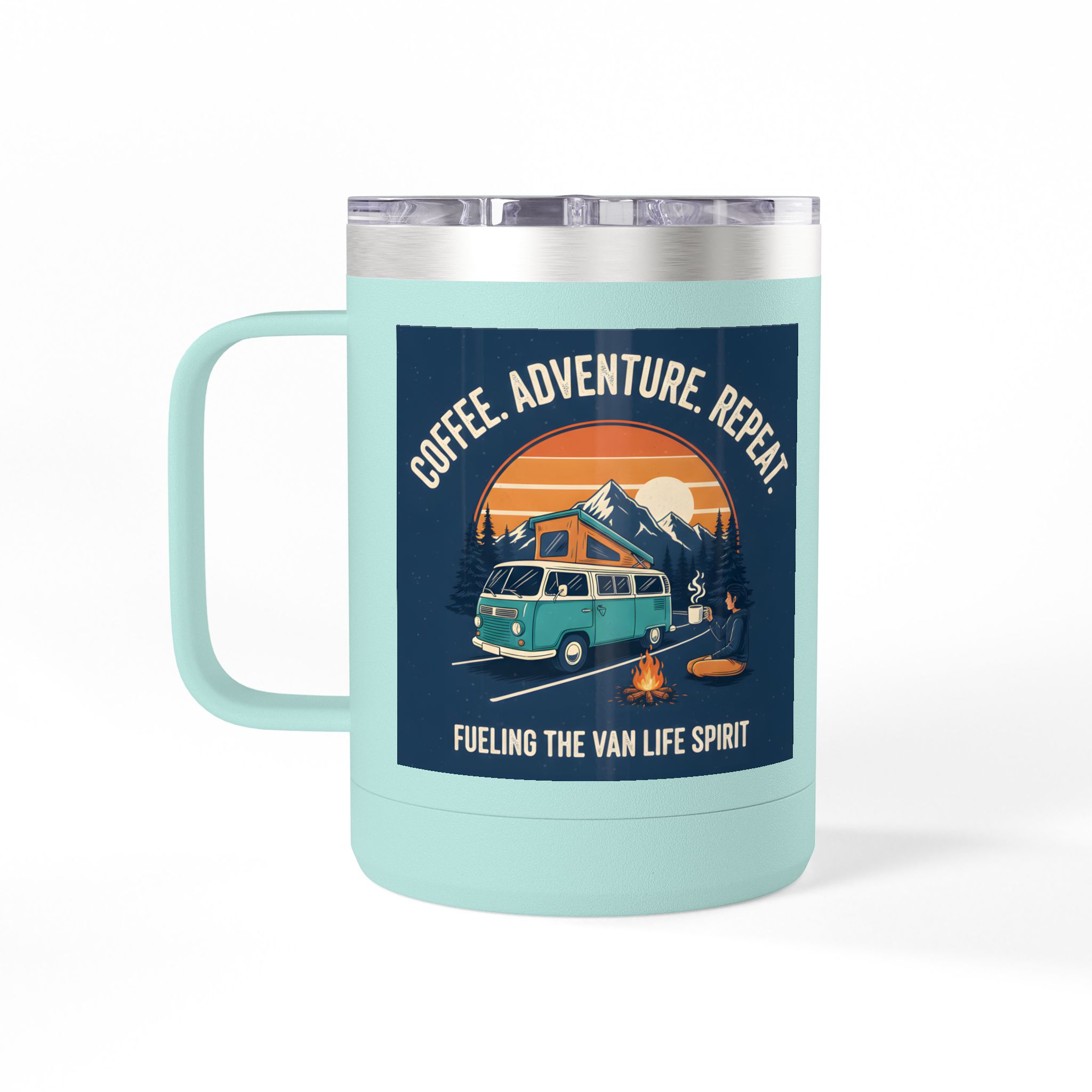 Coffee Mug Tumbler, 15oz — “Coffee. Adventure. Repeat.”