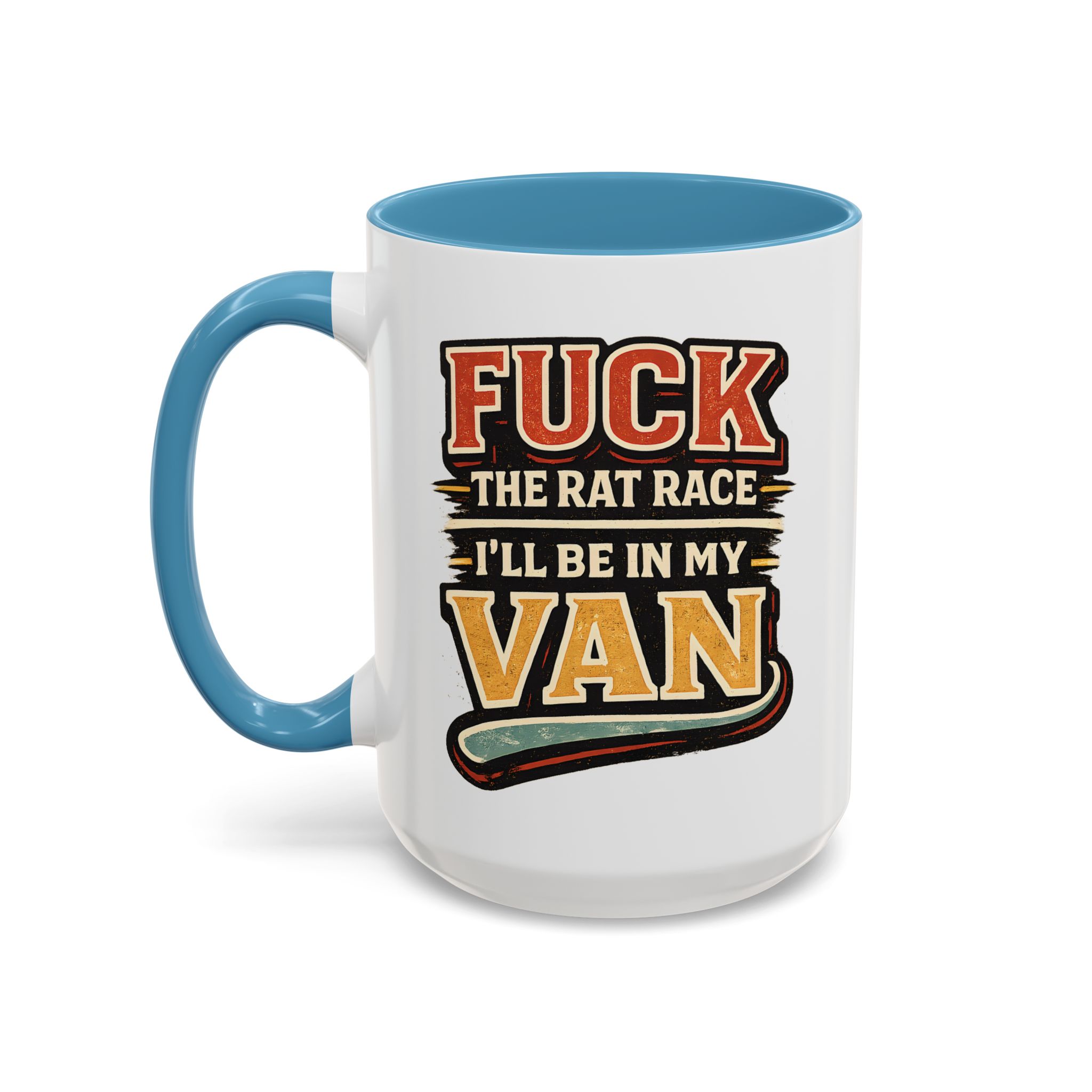 Accent Coffee Mug (11, 15oz) — "Fuck The Rat Race" Design F**K-Line