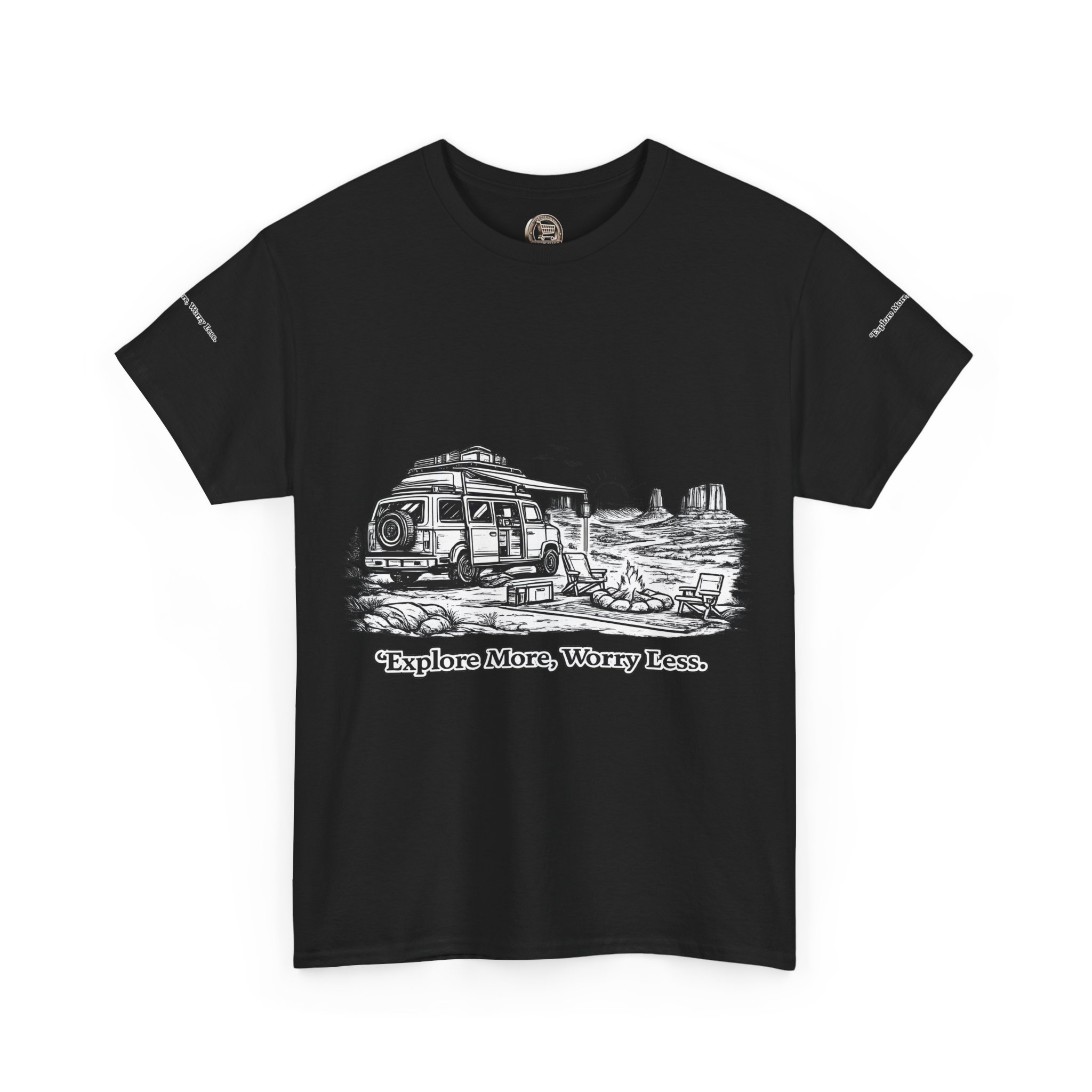 5166848310313487178_2048.jpeg Unisex Heavy Cotton Tee — "Explore More Worry Less" Design Minimal-Line