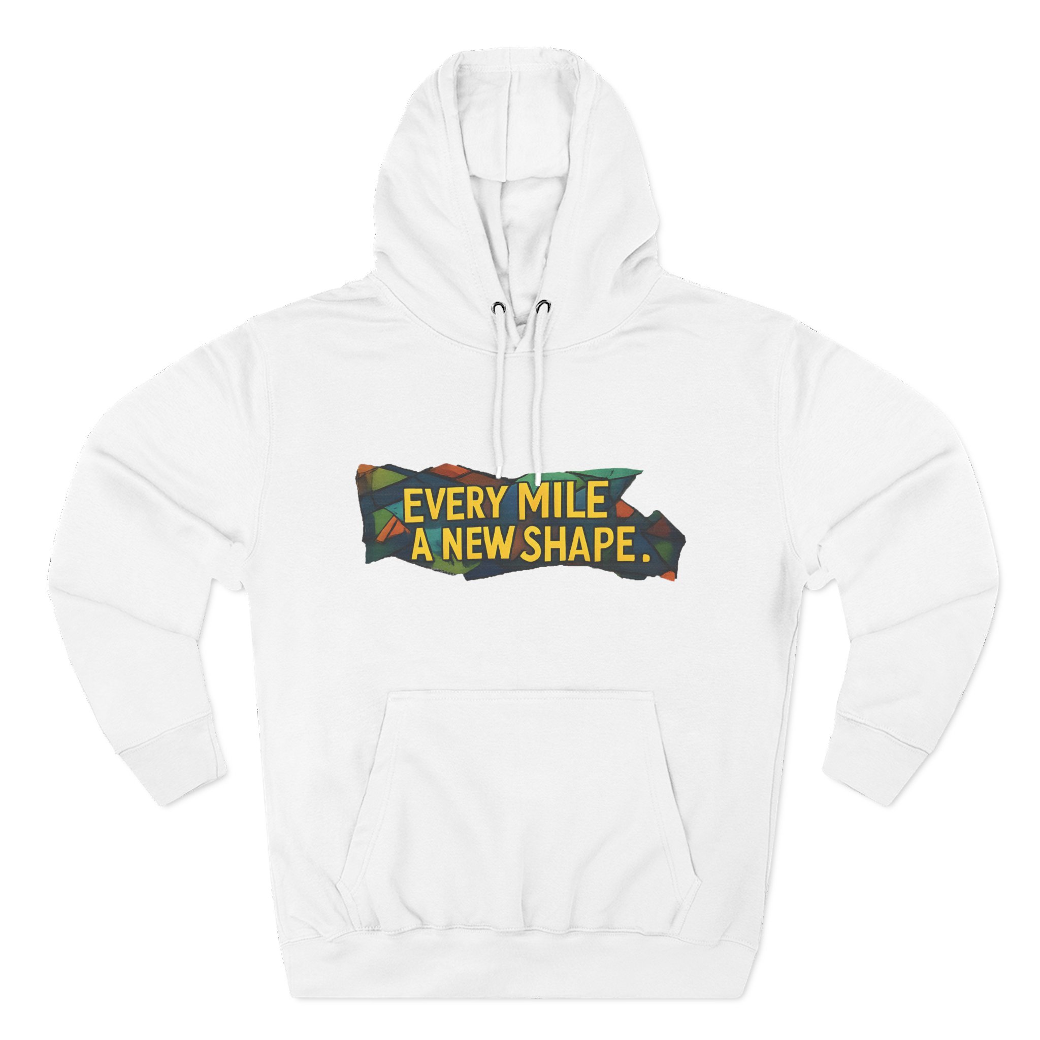 Three-Panel Fleece Hoodie - "Every Mile A New Shape" Design Cubic-Line