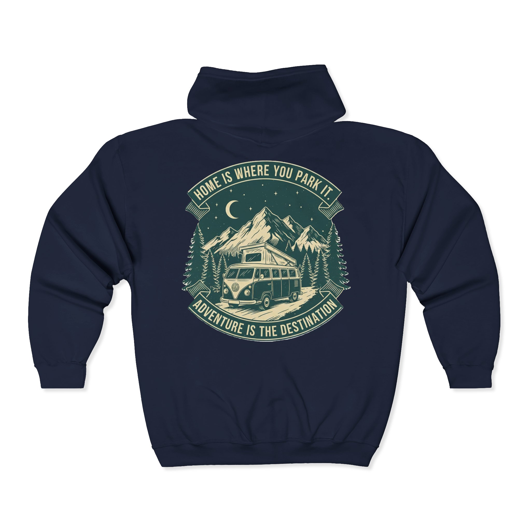 5184062735320695024_2048.jpeg Zip Hoodie — "Home Is Where You Park It-Adventure is the destination"(Only Back Printed) Camper Van Adventure Zip-Up