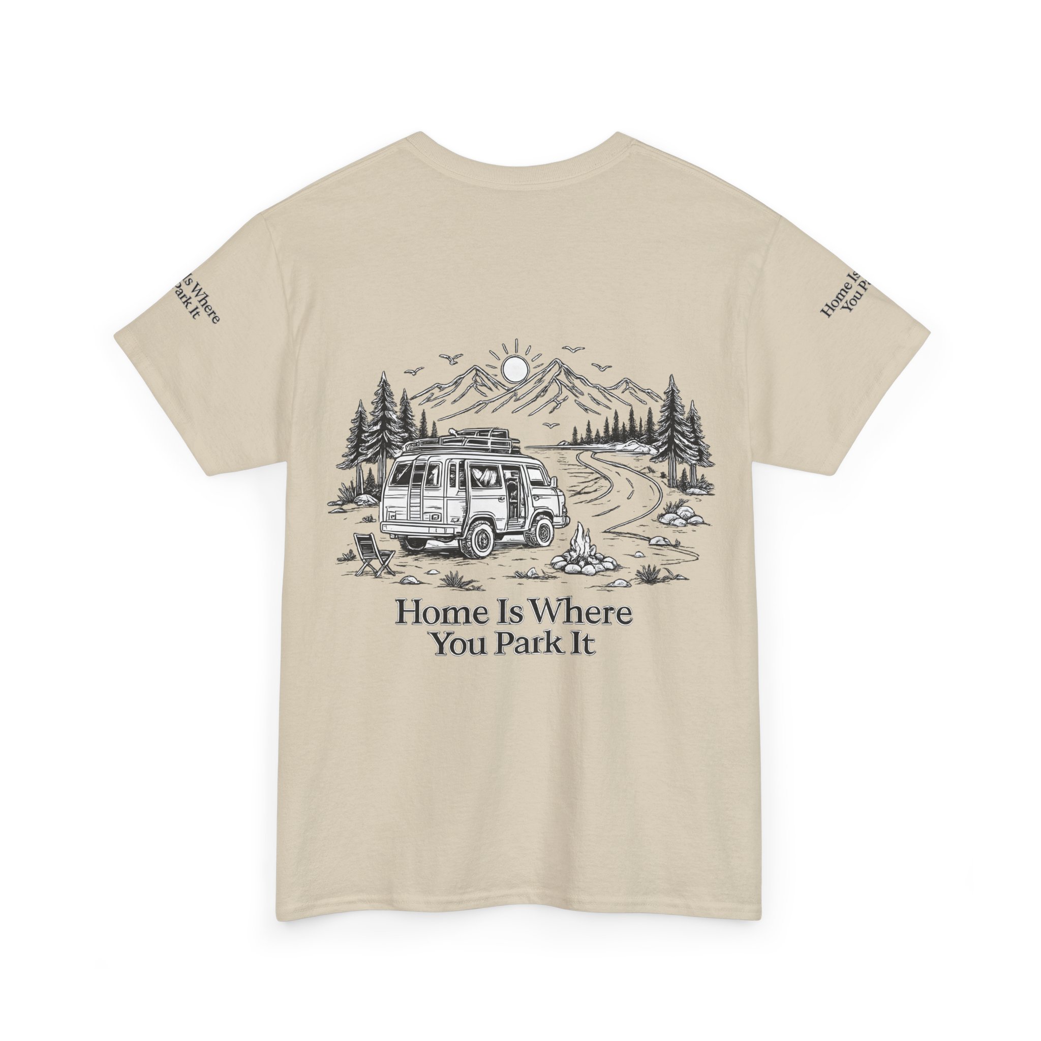 Unisex Heavy Cotton Tee — "Home Is Where You Park It" Design Minimal-Line