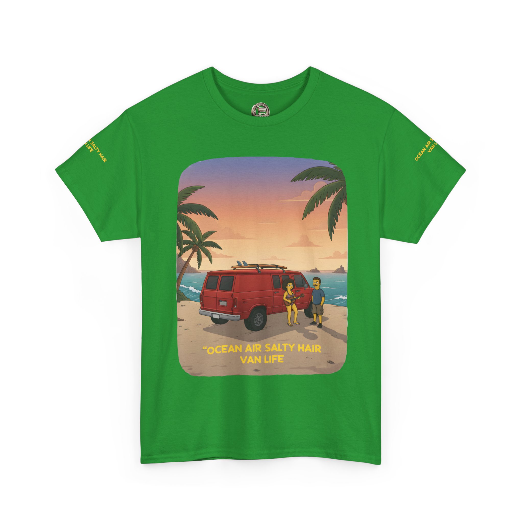 Unisex Heavy Cotton Tee — "Ocean Air Salty Hair Van Life" Design Sitcom-Line