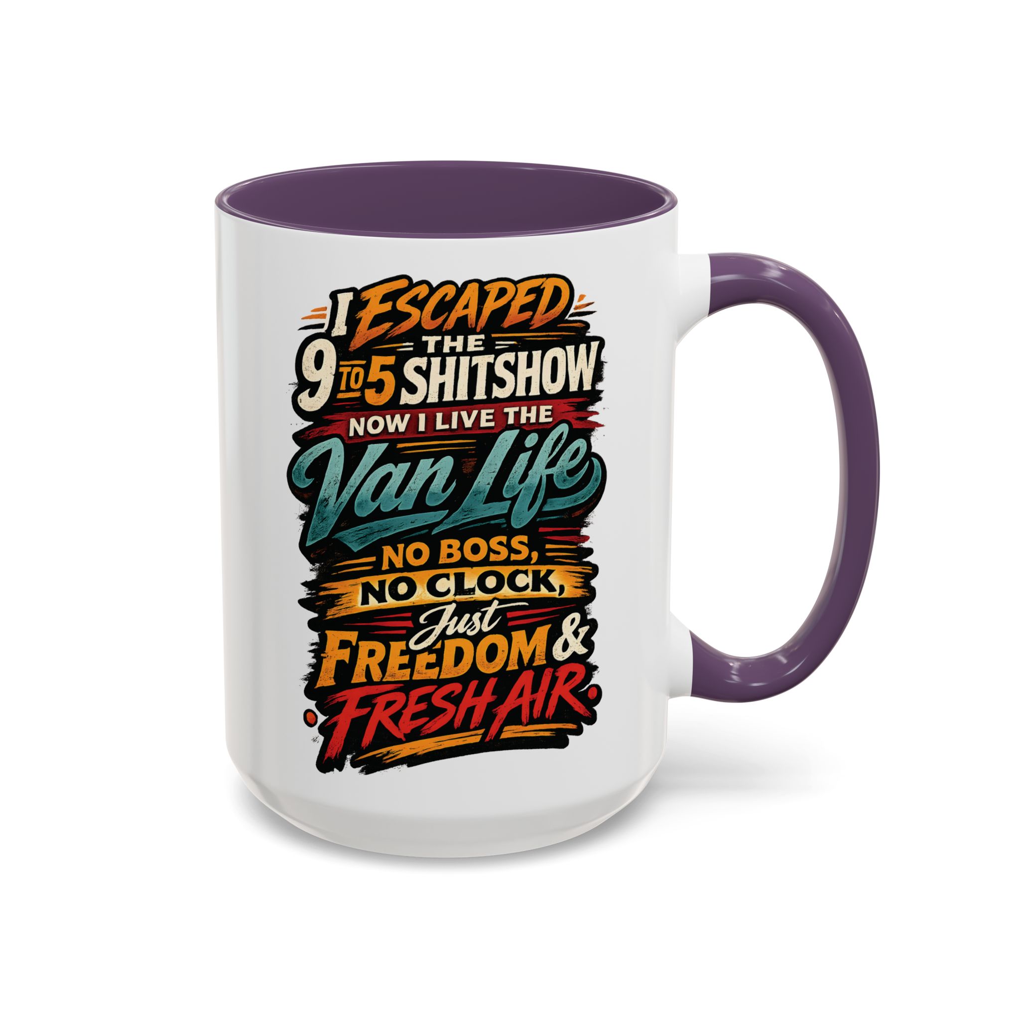 5200727681052008630_2048.jpeg Accent Coffee Mug (11, 15oz) — "I Escaped The 9 To 5" Design F**K-Line