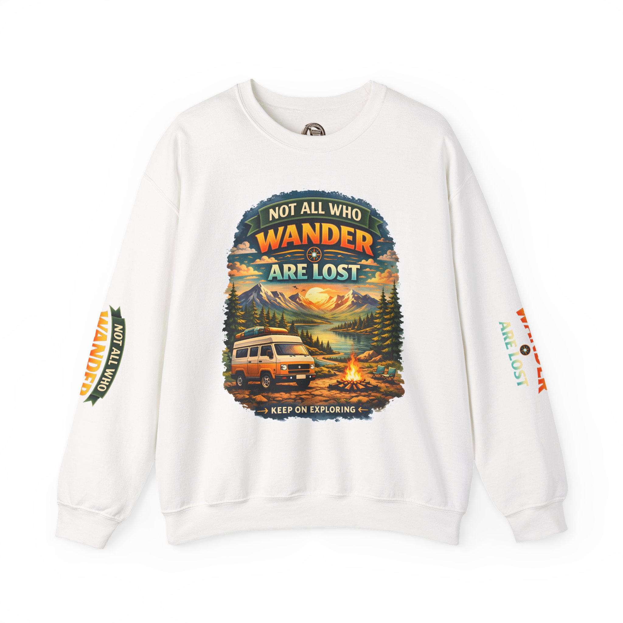 5221431770667589797_2048.jpeg Unisex Heavy Blend™ Crewneck Sweatshirt — "Not All Who Wander Are Lost" Design Scenic-Line