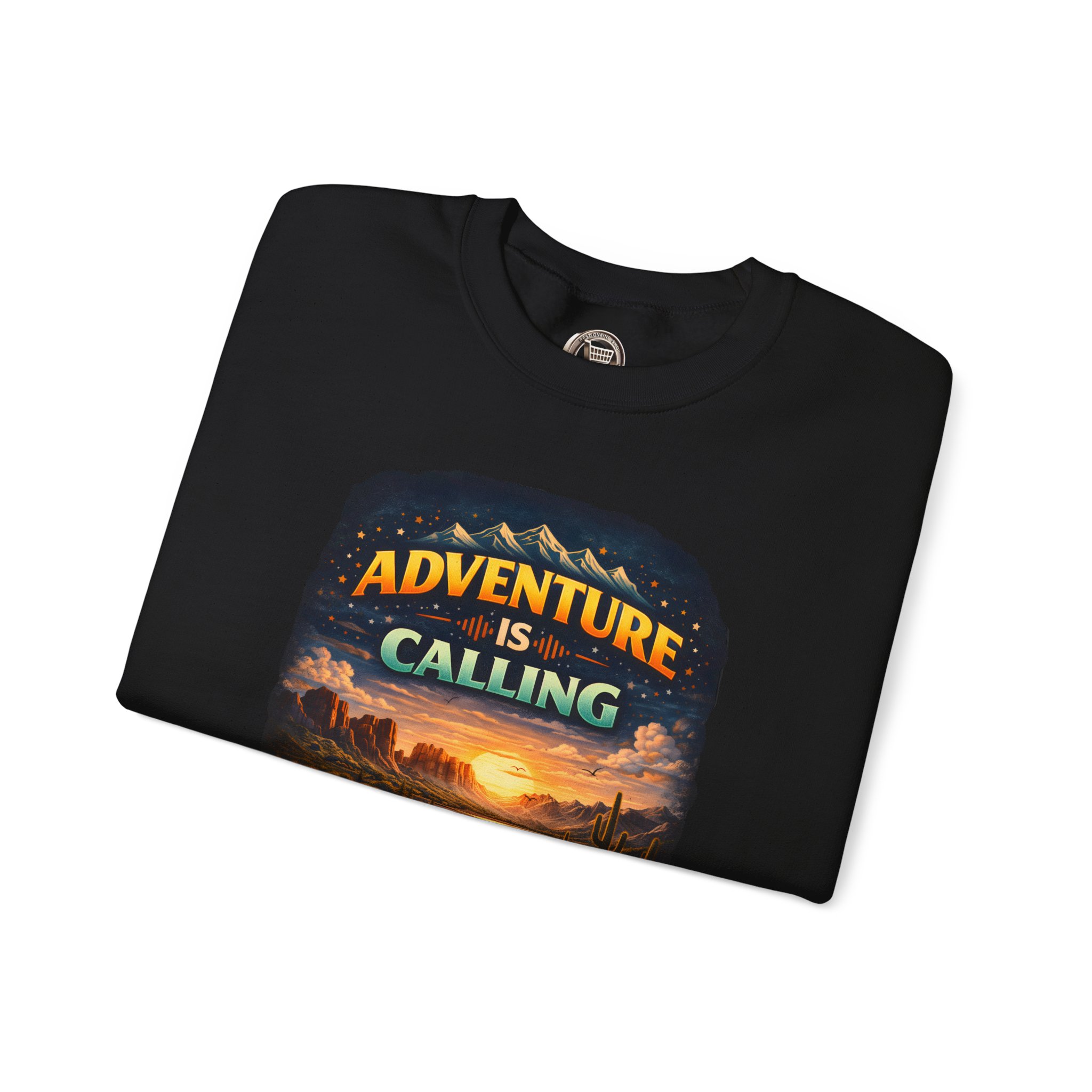 Unisex Heavy Blend™ Crewneck Sweatshirt — "Adventure Is Calling" Design Scenic-Line