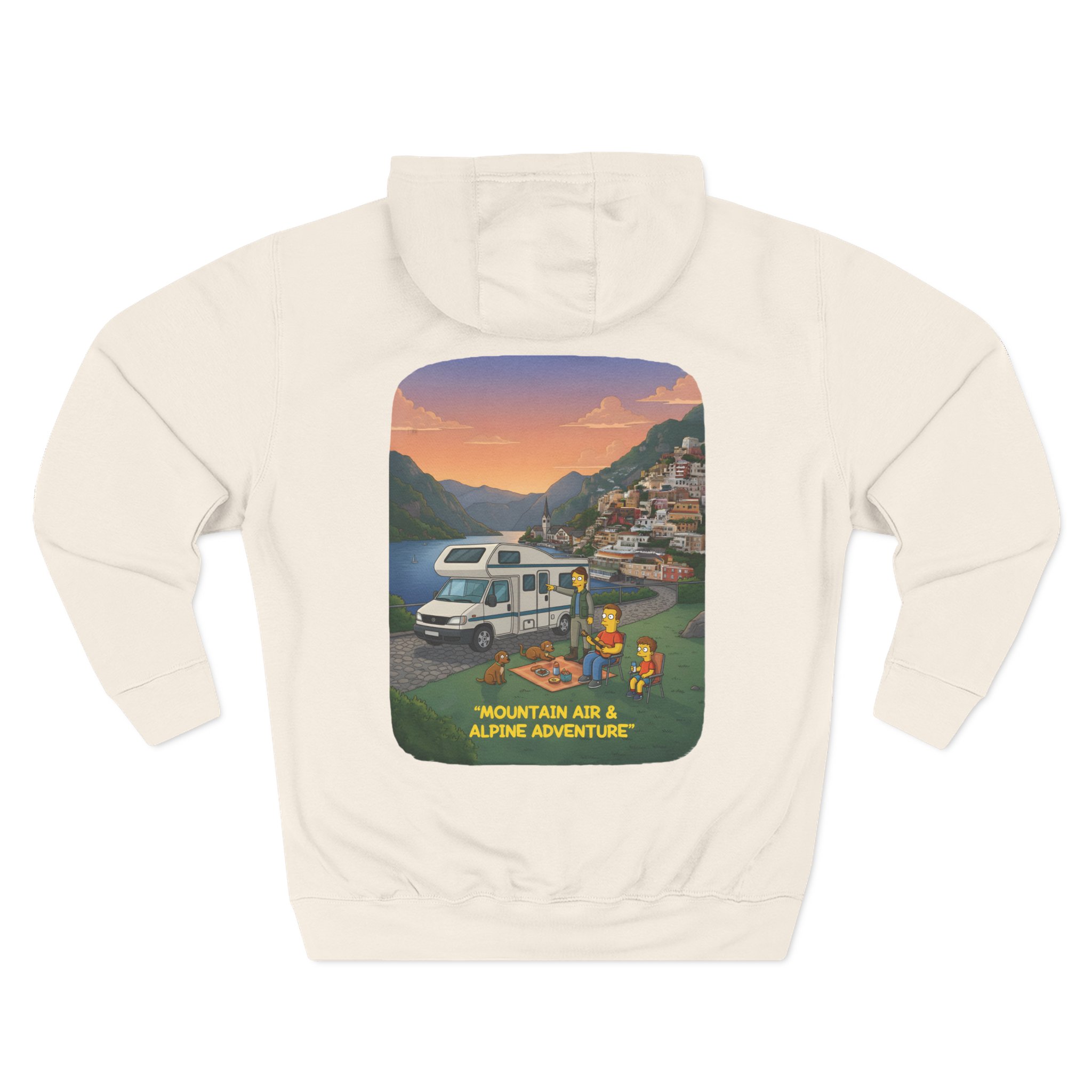Three-Panel Fleece Hoodie - "Mountain Air-Alpine Adventure" Design Sitcom-Line