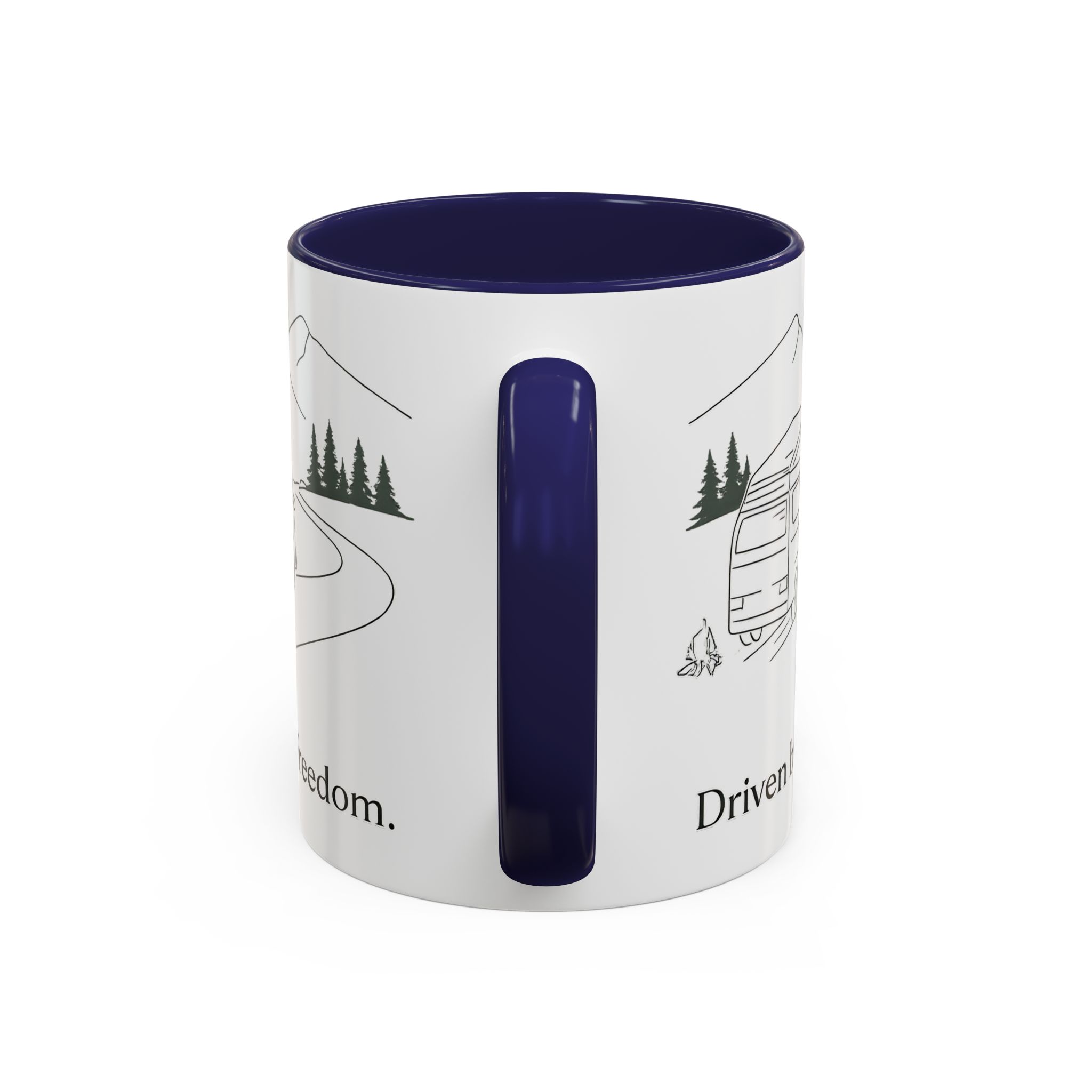 Accent Coffee Mug (11, 15oz) — "Driven By Freedom" Design Minimal-Line