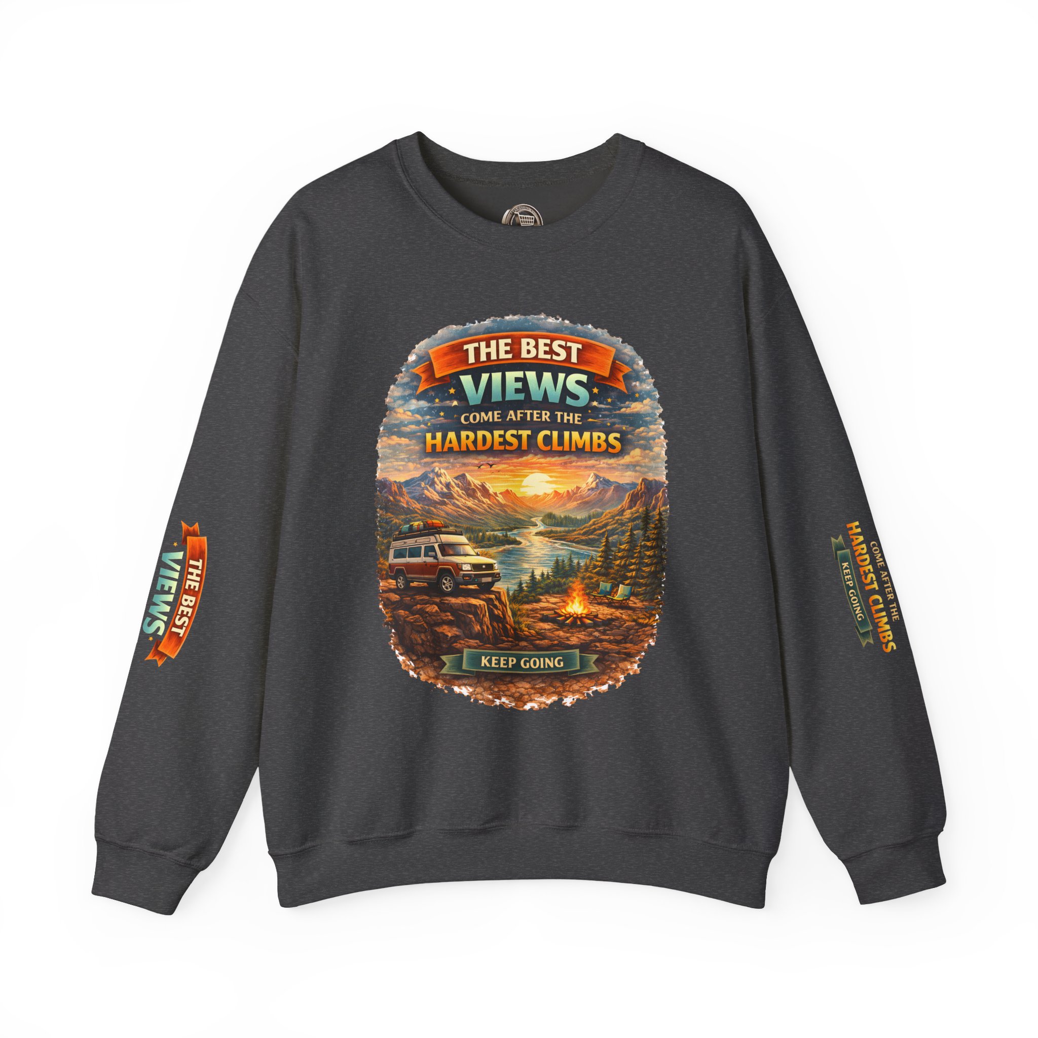 Unisex Heavy Blend™ Crewneck Sweatshirt — "The Best Views" Design Scenic-Line