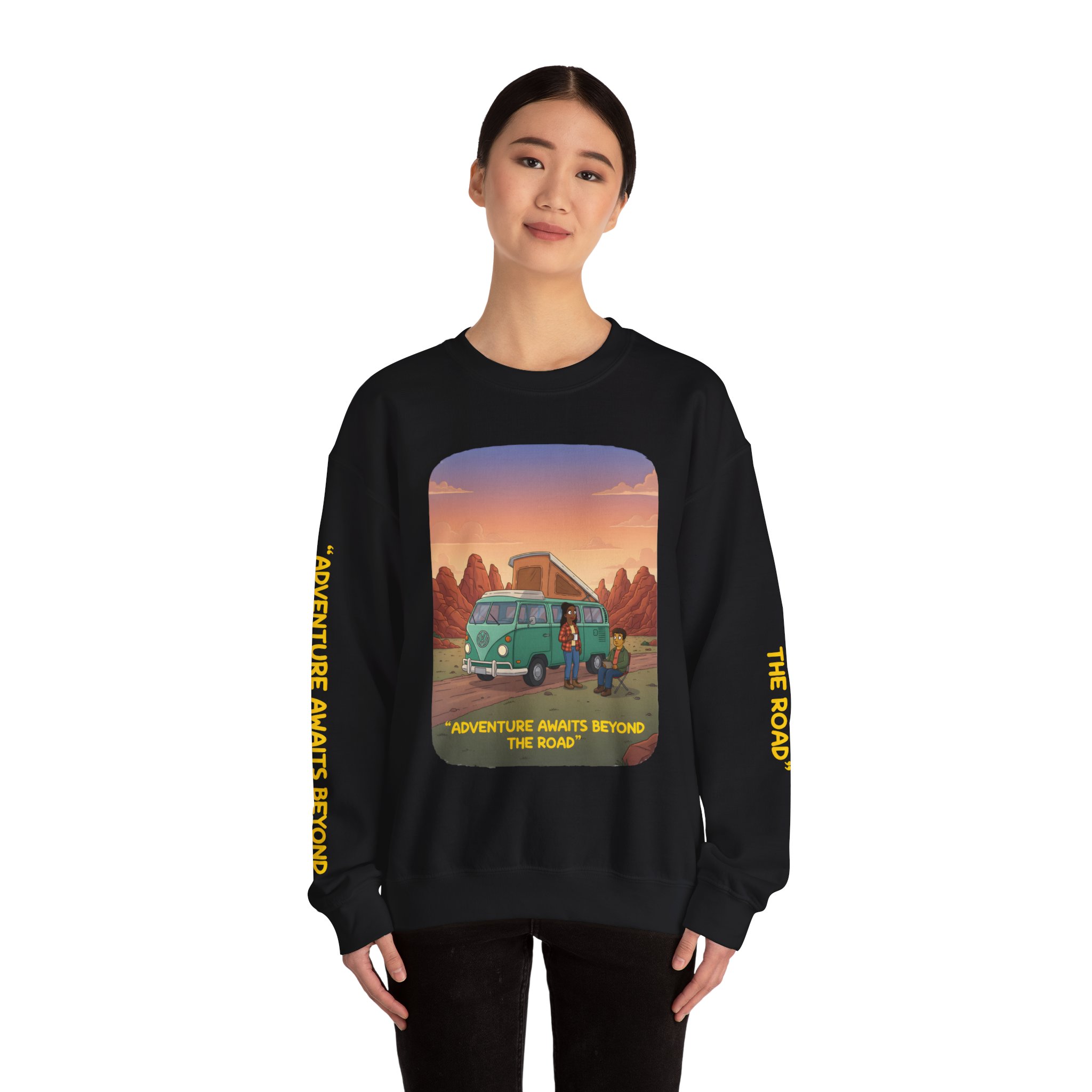 5223058483435702143_2048.jpeg Unisex Heavy Blend™ Crewneck Sweatshirt — "Adventure Awaits Beyond The Road" Design Sitcom-Line