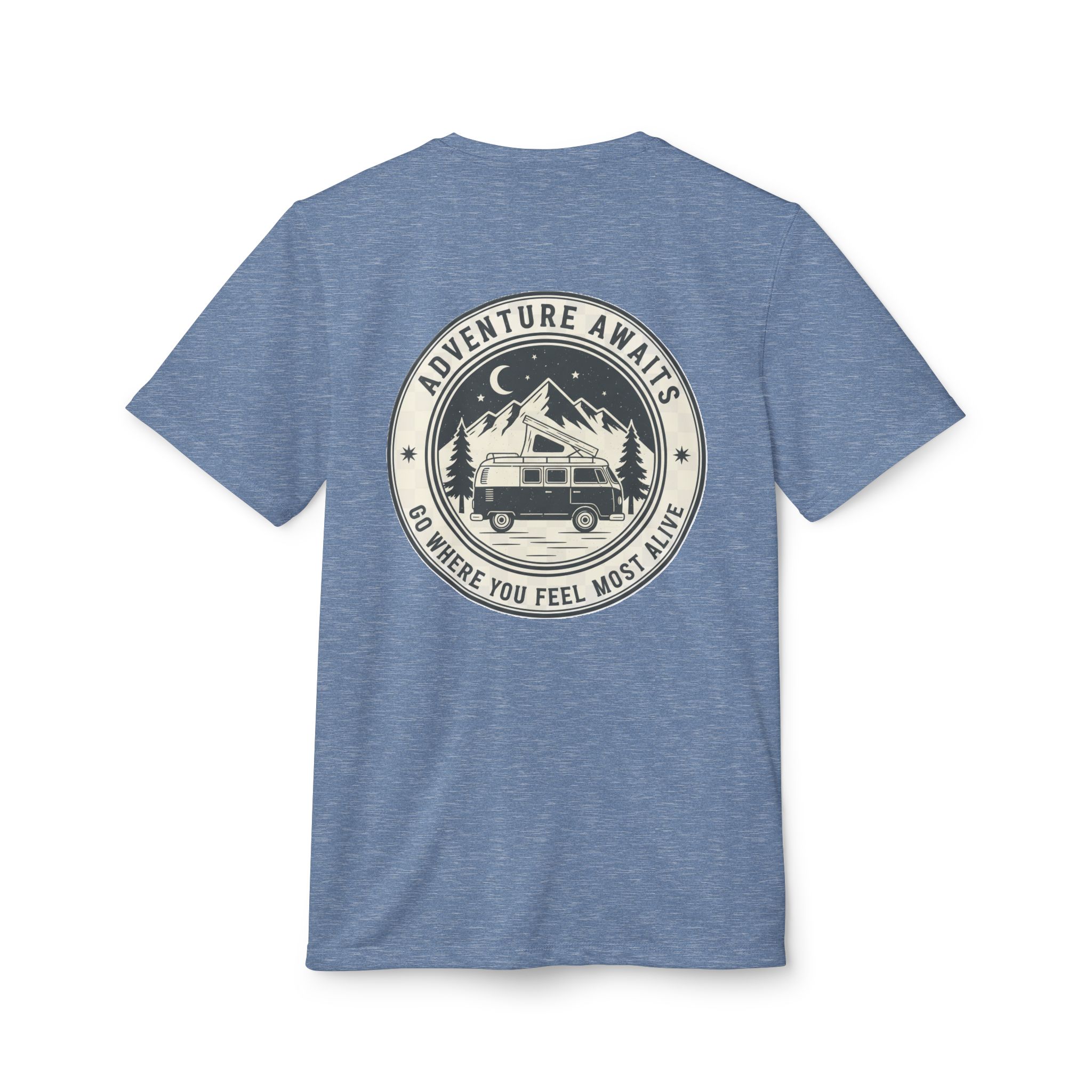 T-Shirt(Adidas) - 'Adventure Awaits-Go Where You Feel Most Alive' (Only Back printed)