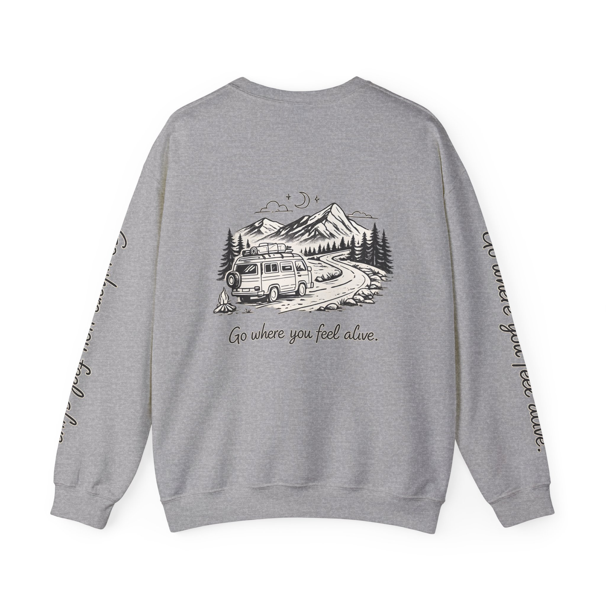 Unisex Heavy Blend™ Crewneck Sweatshirt — "Go Where You Feel Alive" Design Minimal-Line