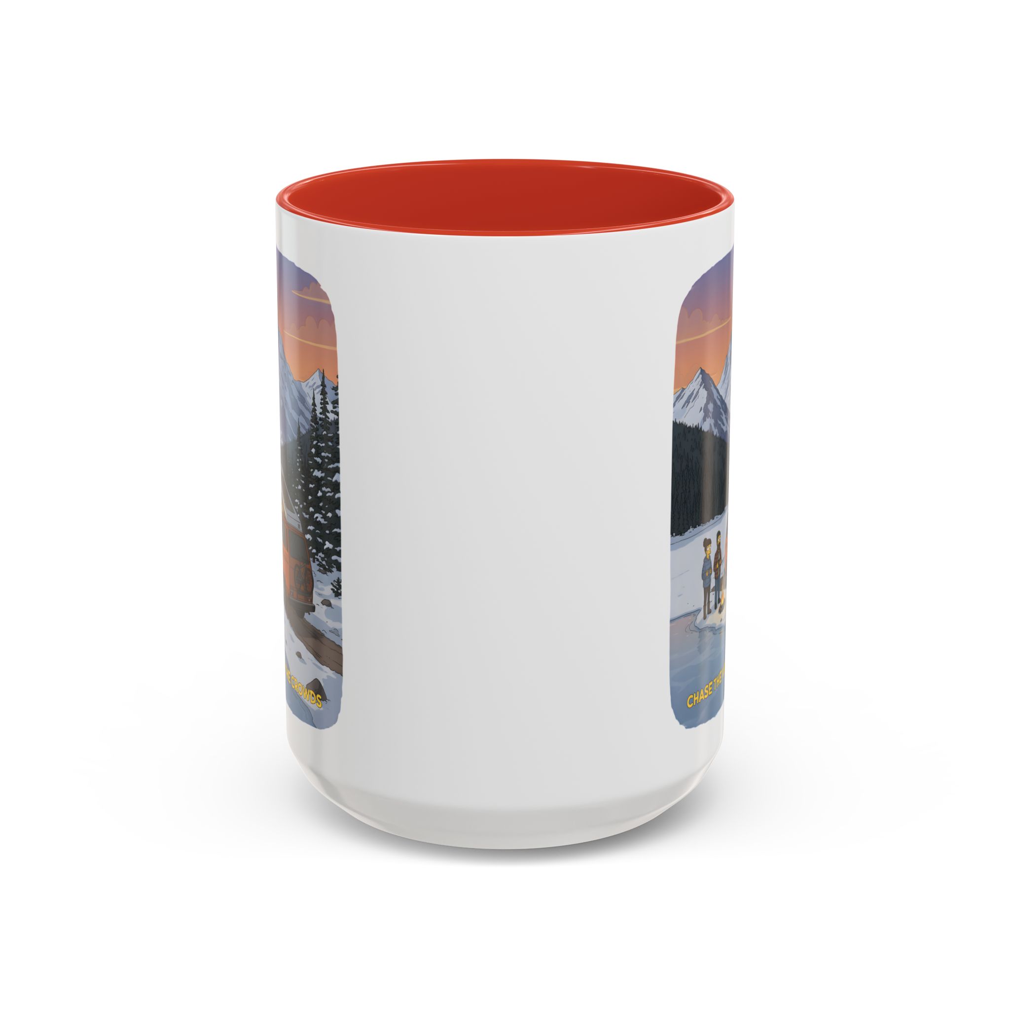 Accent Coffee Mug (11, 15oz) — "Chase The Views-Not The Crowds"" Design Sitcom-Line