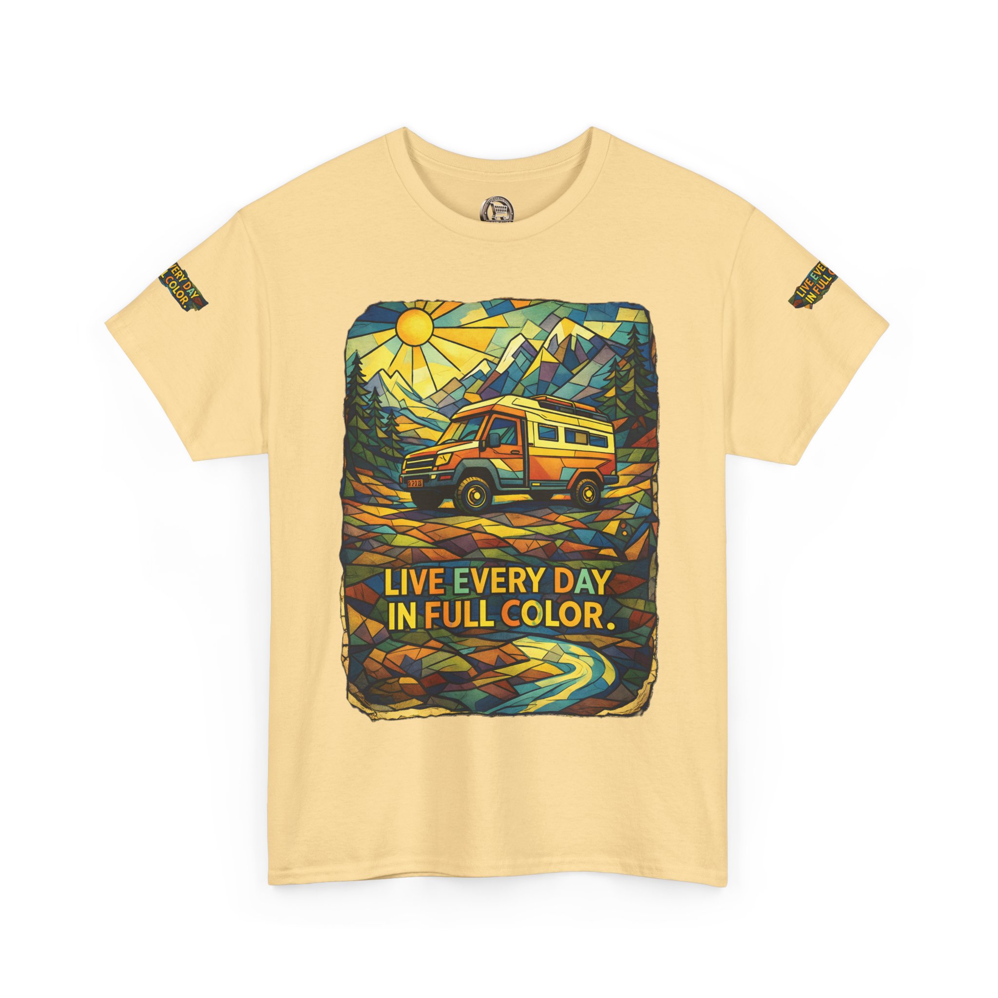 5230569928989507760_2048.jpeg Unisex Heavy Cotton Tee — "Live Life Every Day In Full Color" Design Cubic-Line