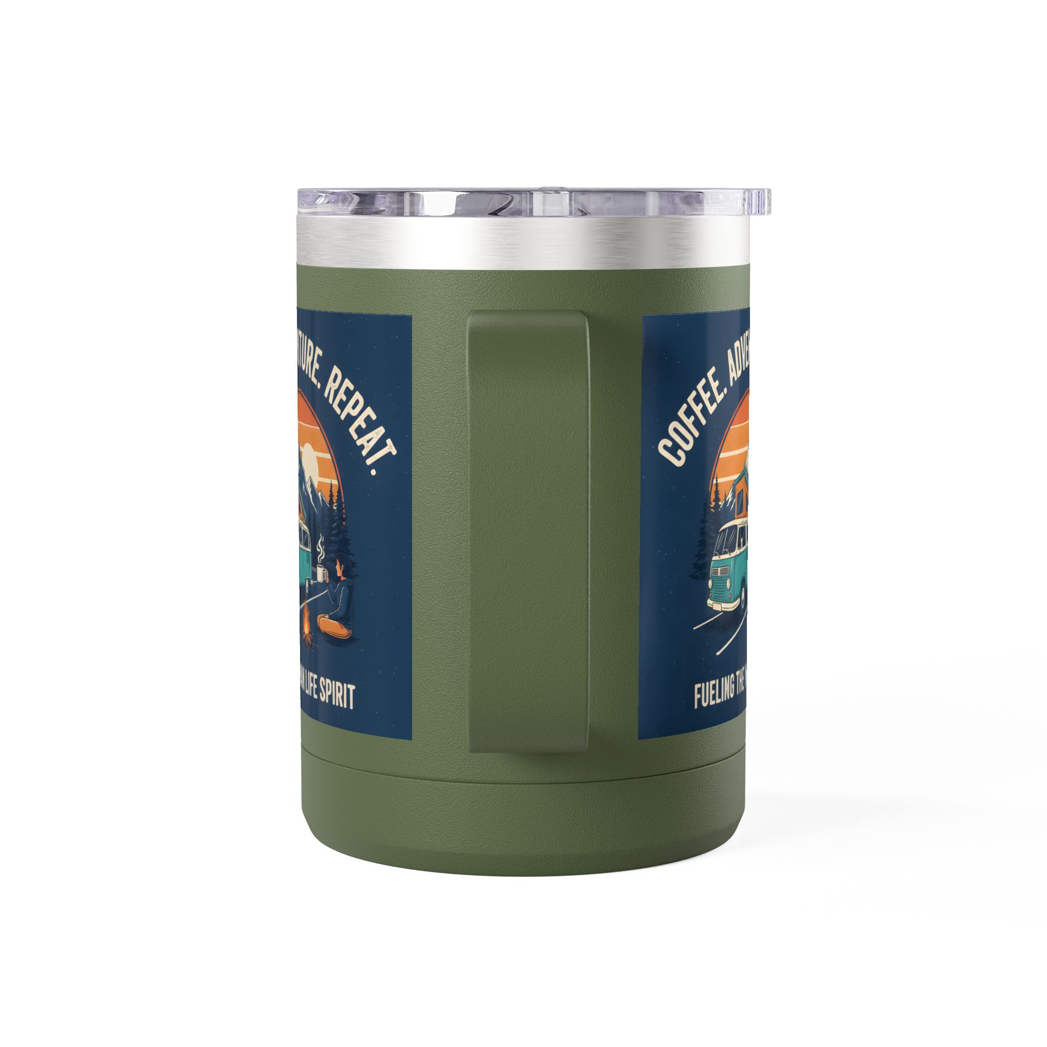 Coffee Mug Tumbler, 15oz — “Coffee. Adventure. Repeat.”