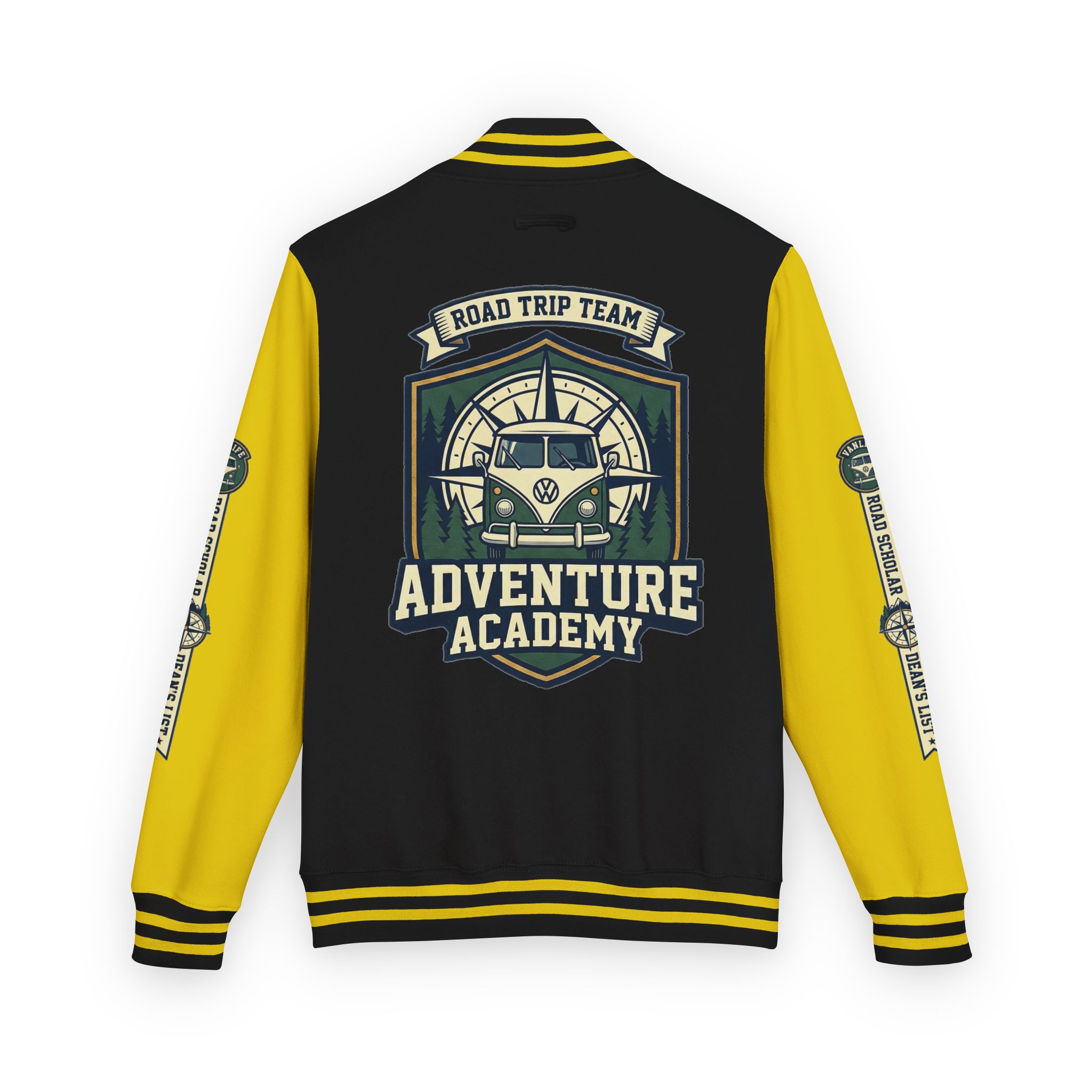 Unisex Heavyweight Letterman Jacket (Awdis) —"Adventure Academy" Road Trip Team Varsity Jacket