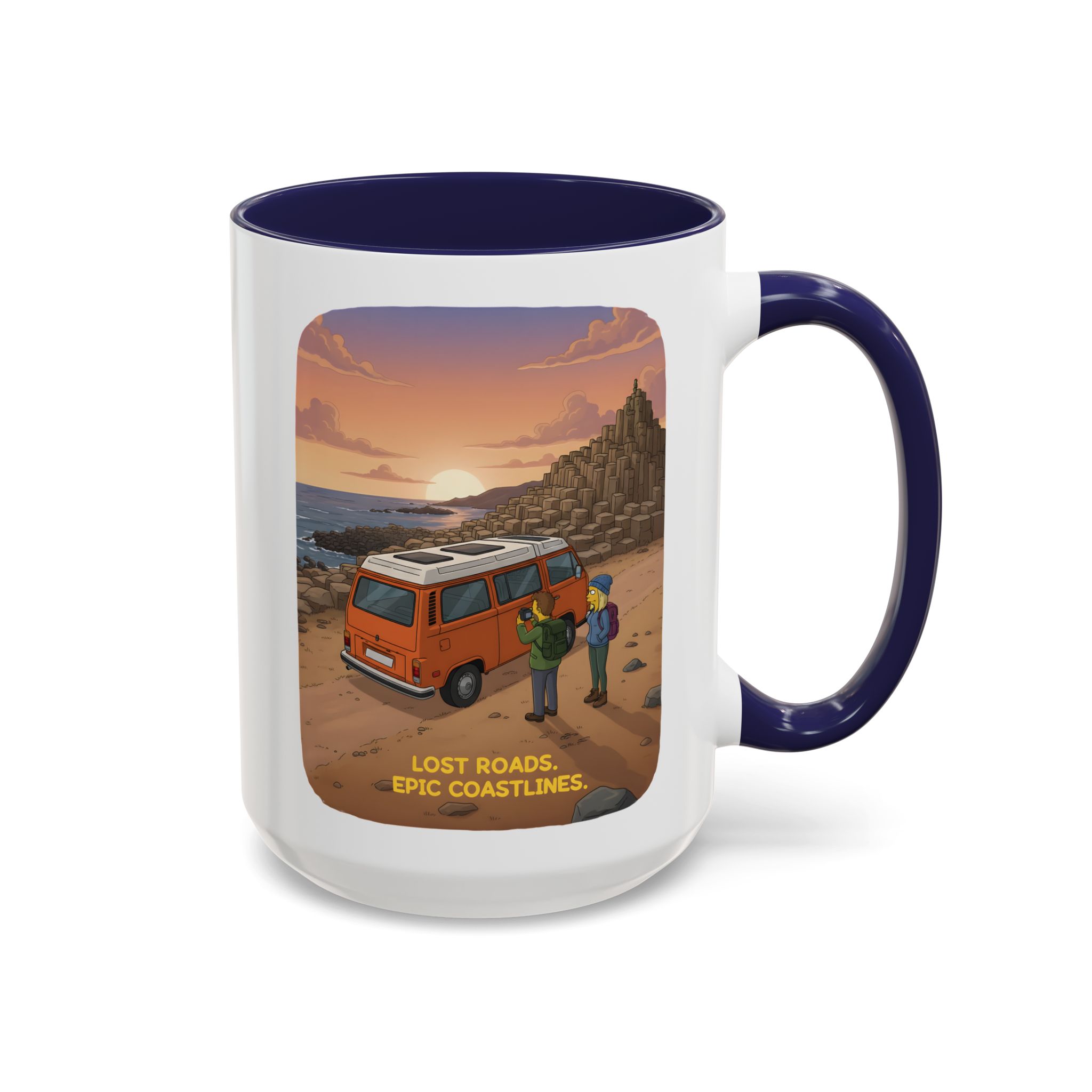 Accent Coffee Mug (11, 15oz) — "Lost Roads Epic Coastlines" Design Sitcom-Line
