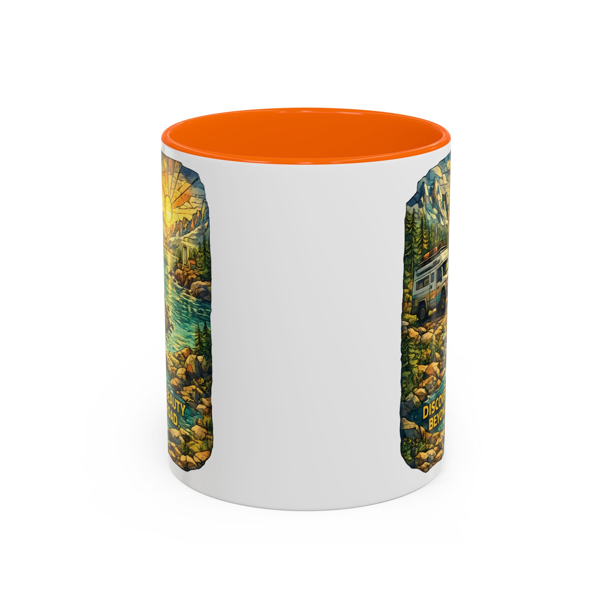 5241034330048830143_2048.jpeg Accent Coffee Mug (11, 15oz) — "Discover The Bieuty Beyond The Road" Design Cubic-Line