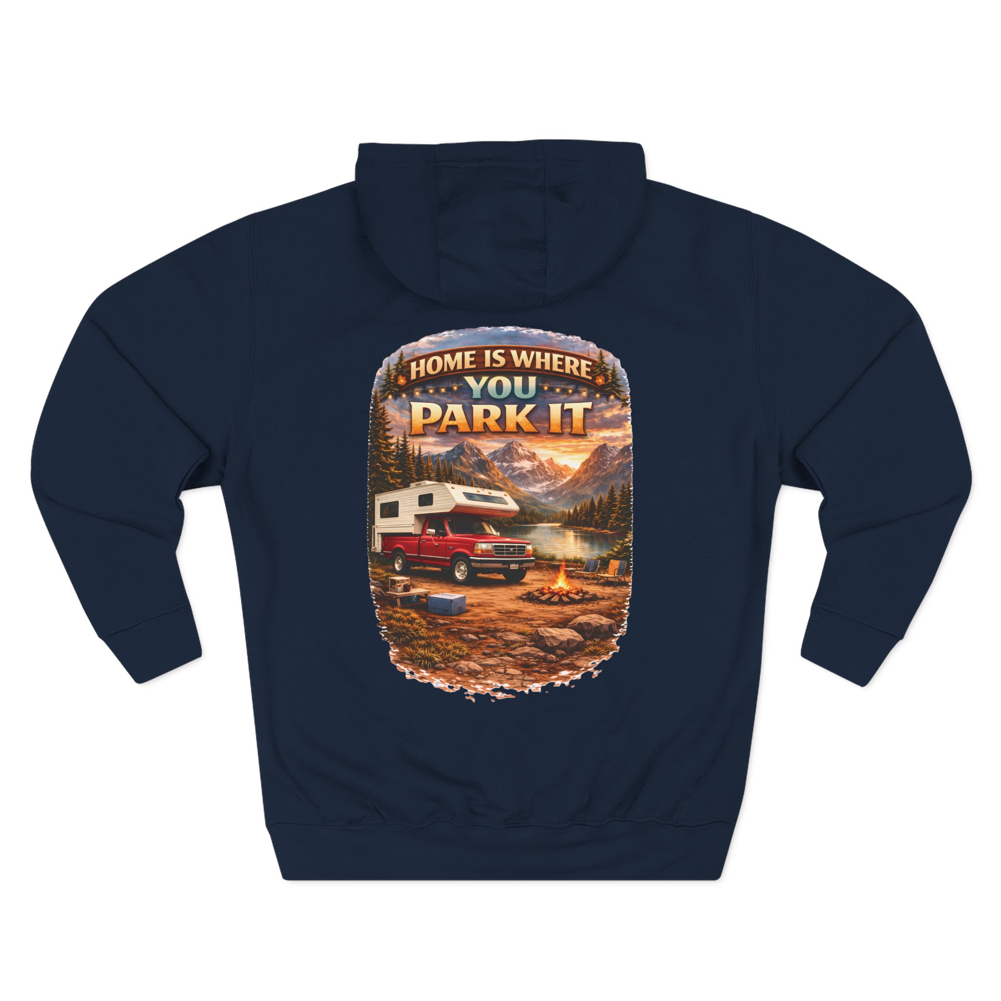 5243830459017083691_2048.jpeg Three-Panel Fleece Hoodie - "Home Is Where You Park It" Design Scenic-Line